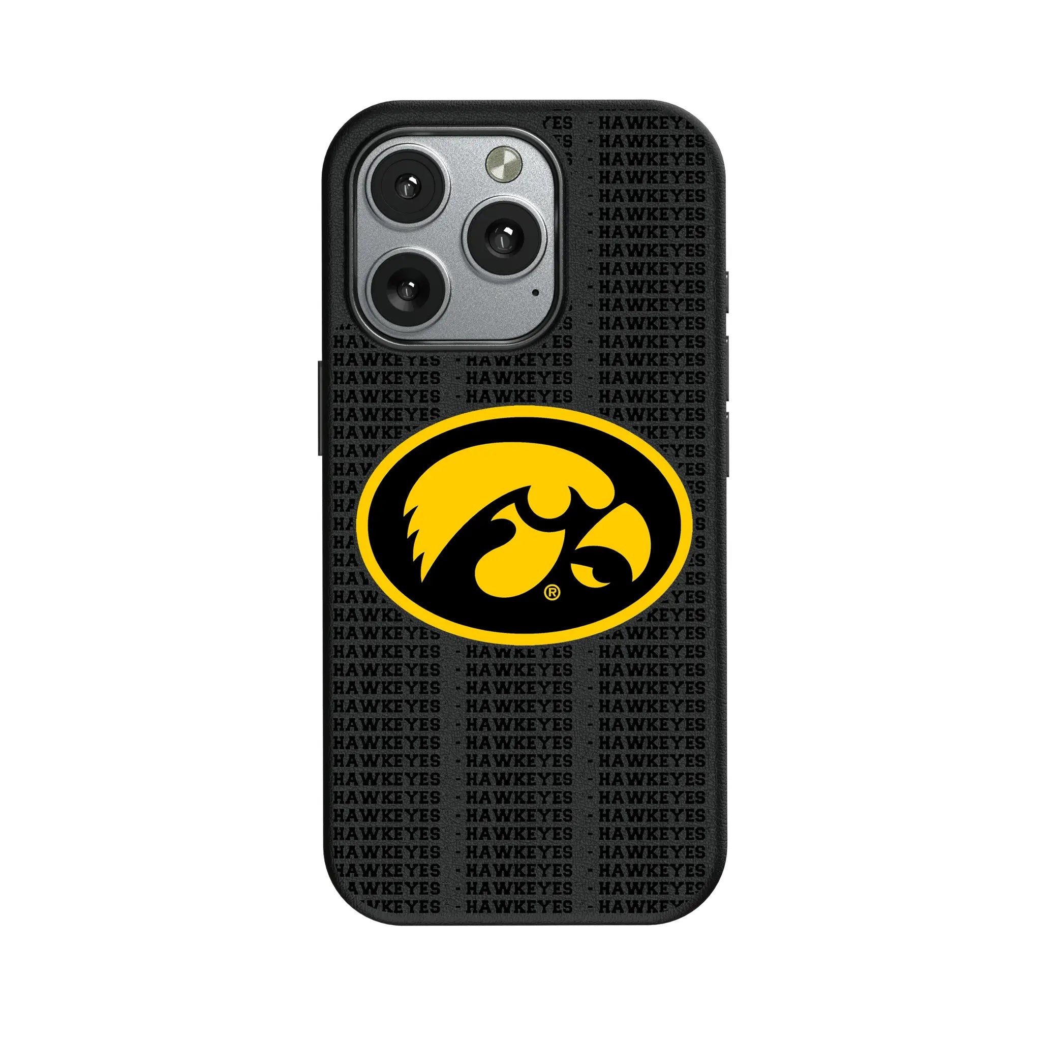 University of Iowa Hawkeyes Text Backdrop iPhone MagSafe Compatible Phone Case for Apple iPhone