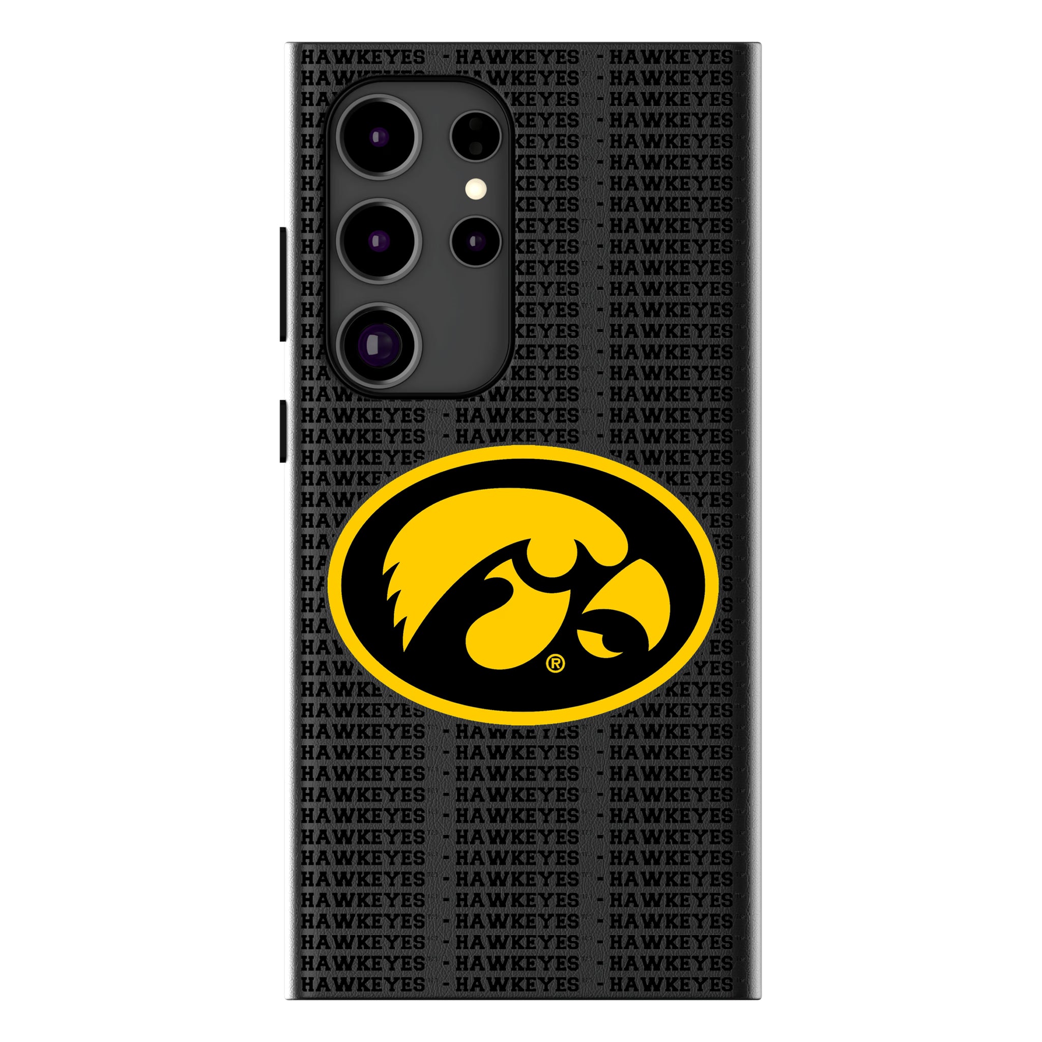 University of Iowa Hawkeyes Text Backdrop Galaxy MagSafe Compatible Phone Case for Samsung Galaxy