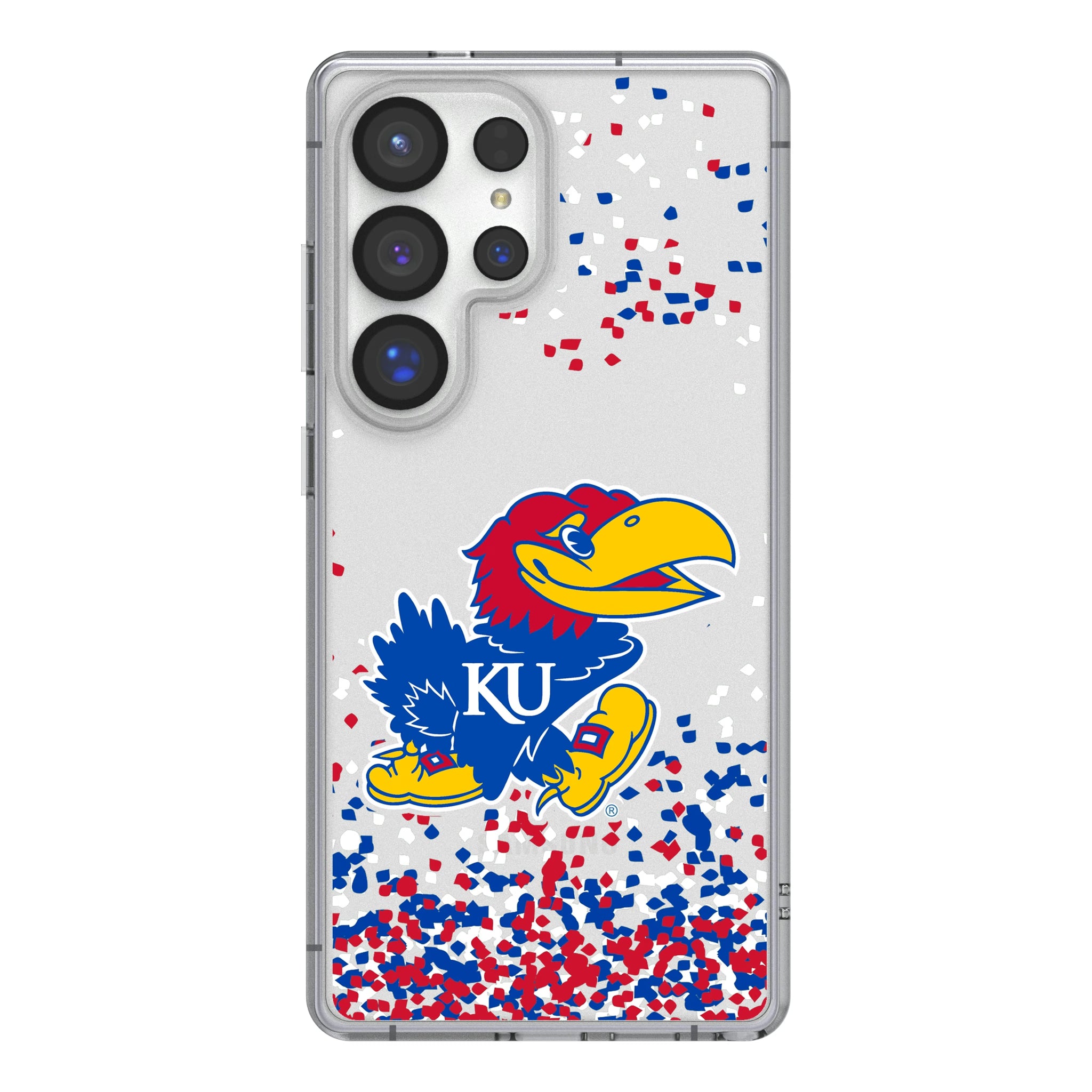 University of Kansas Jayhawks Confetti Galaxy Clear Phone Case for Samsung Galaxy