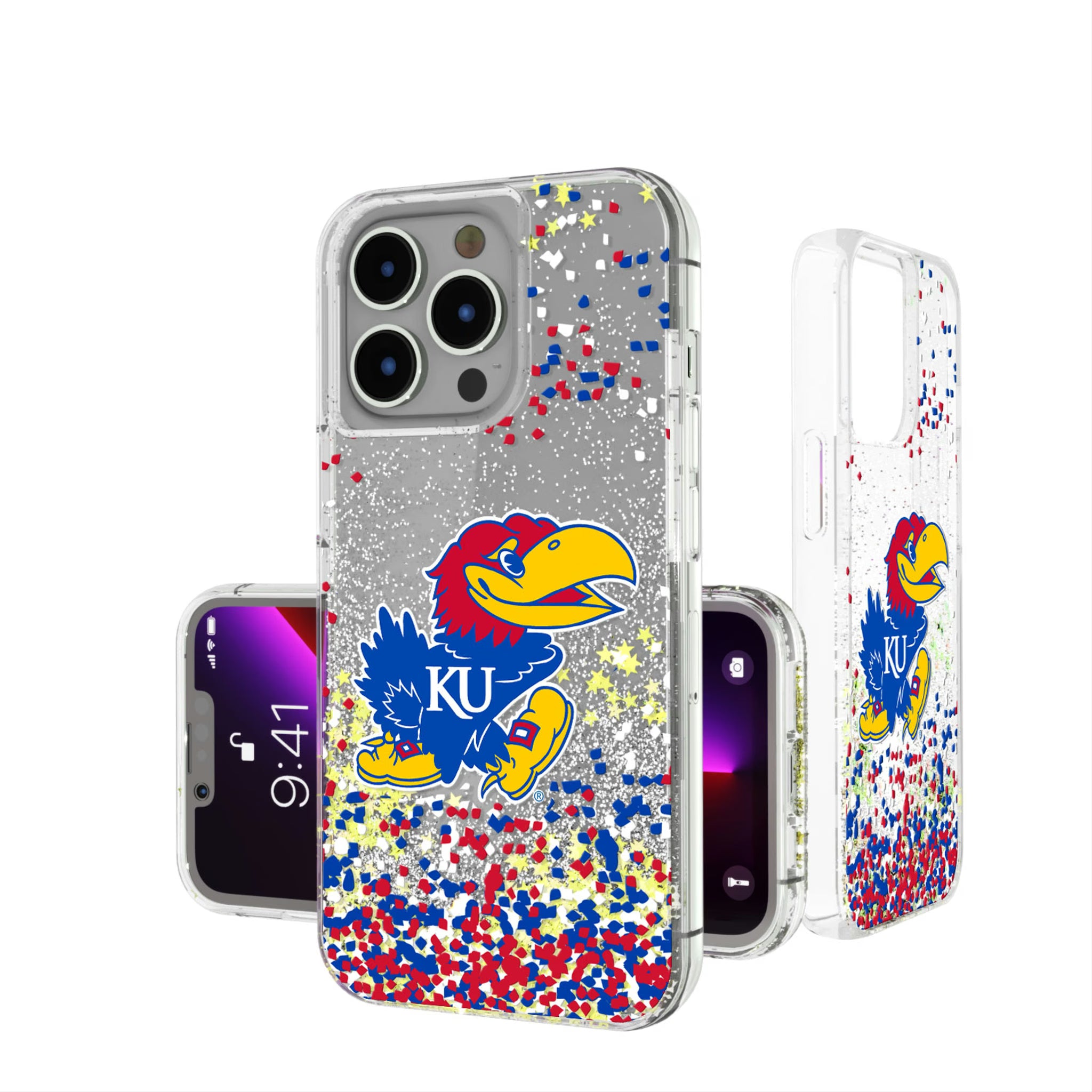 University of Kansas Jayhawks Confetti iPhone Glitter Phone Case for Apple iPhone
