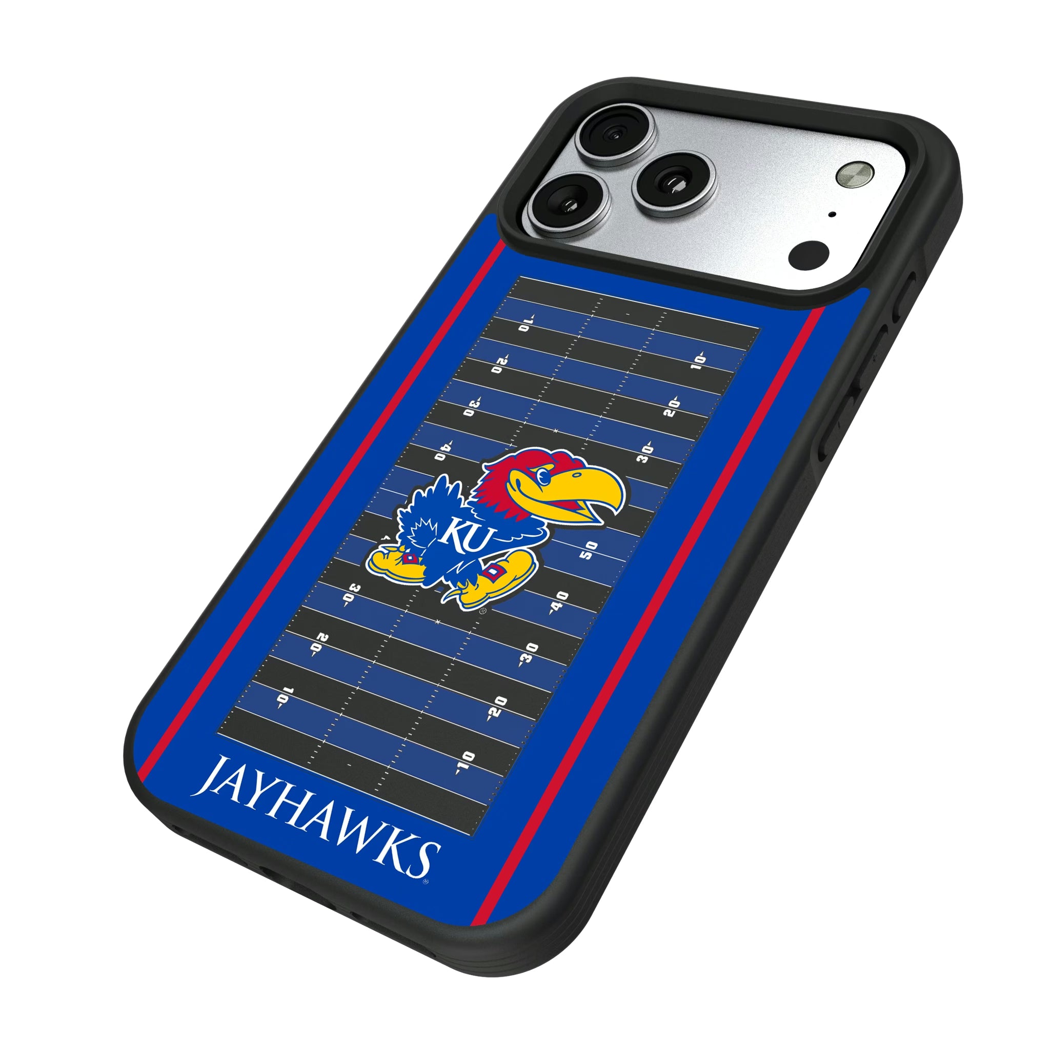 University of Kansas Jayhawks Field iPhone Bump Phone Case for Apple iPhone - Isometric View#Device_iPhone 17 Pro Max