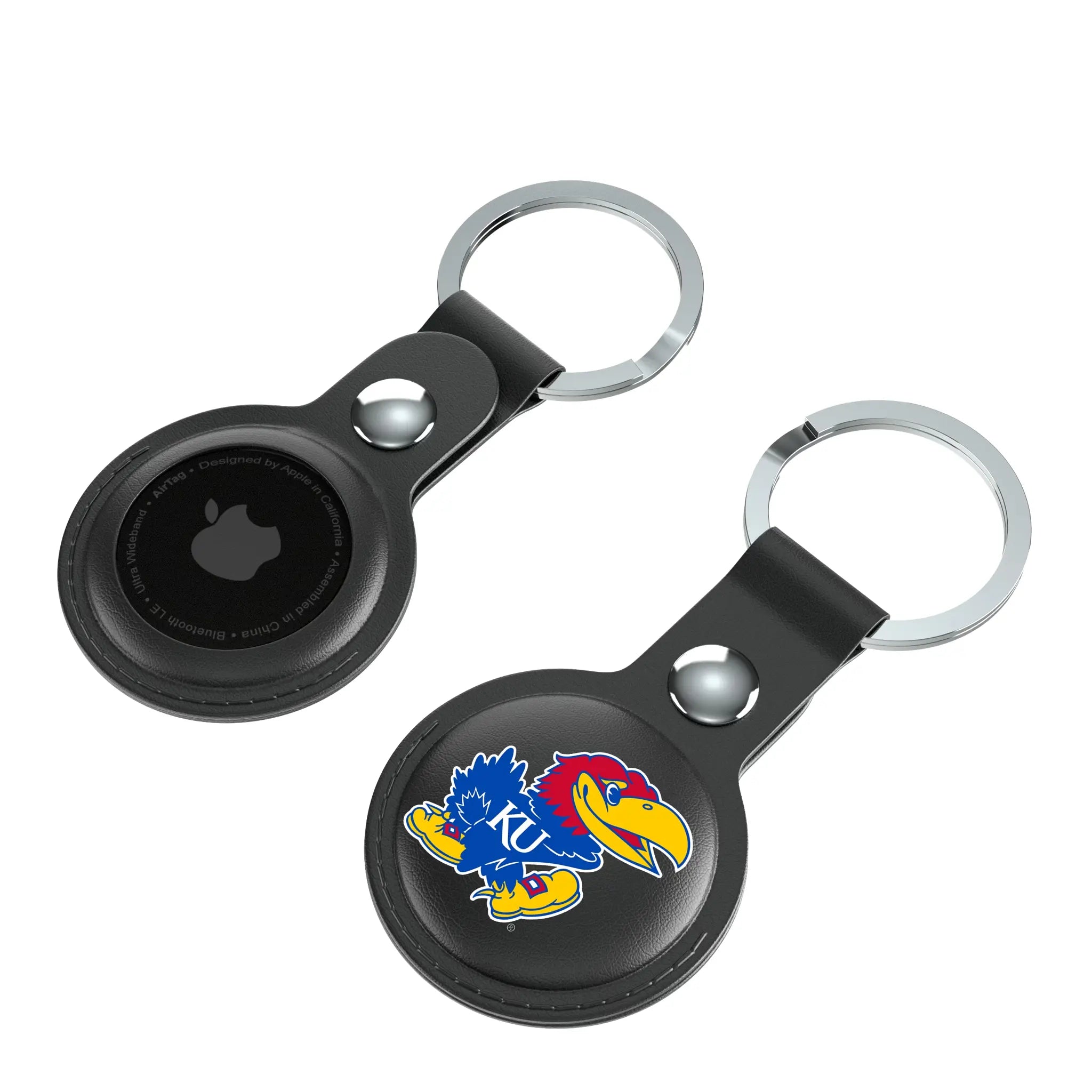 University of Kansas Jayhawks Insignia AirTag Black Airtag Holder 2-Pack - Isometric View