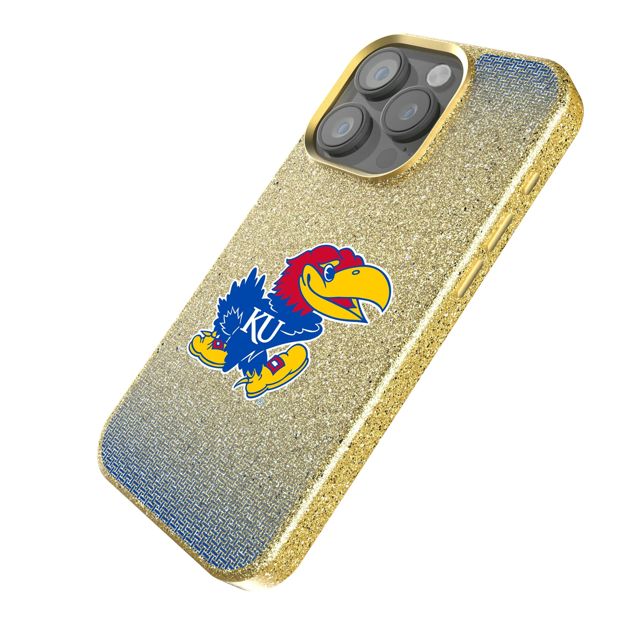 University of Kansas Jayhawks Linen iPhone Bling Phone Case for Apple iPhone - Isometric View