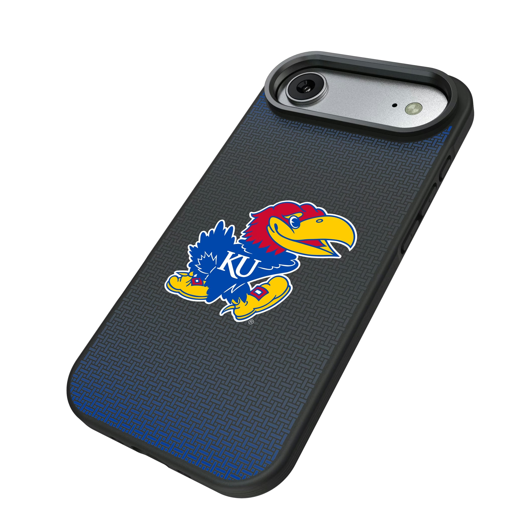 University of Kansas Jayhawks Linen iPhone Bump Phone Case for Apple iPhone - Isometric View#Device_iPhone Air