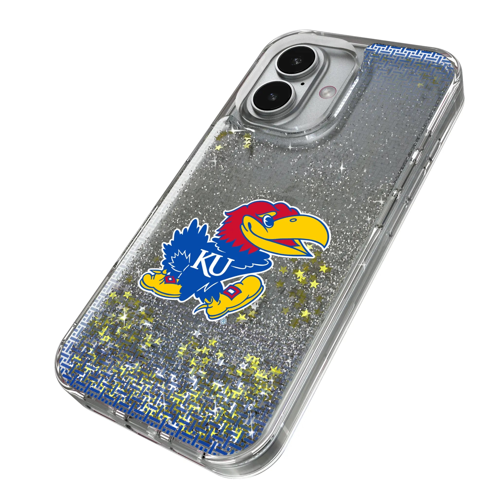 University of Kansas Jayhawks Linen iPhone Glitter Phone Case for Apple iPhone - Isometric View