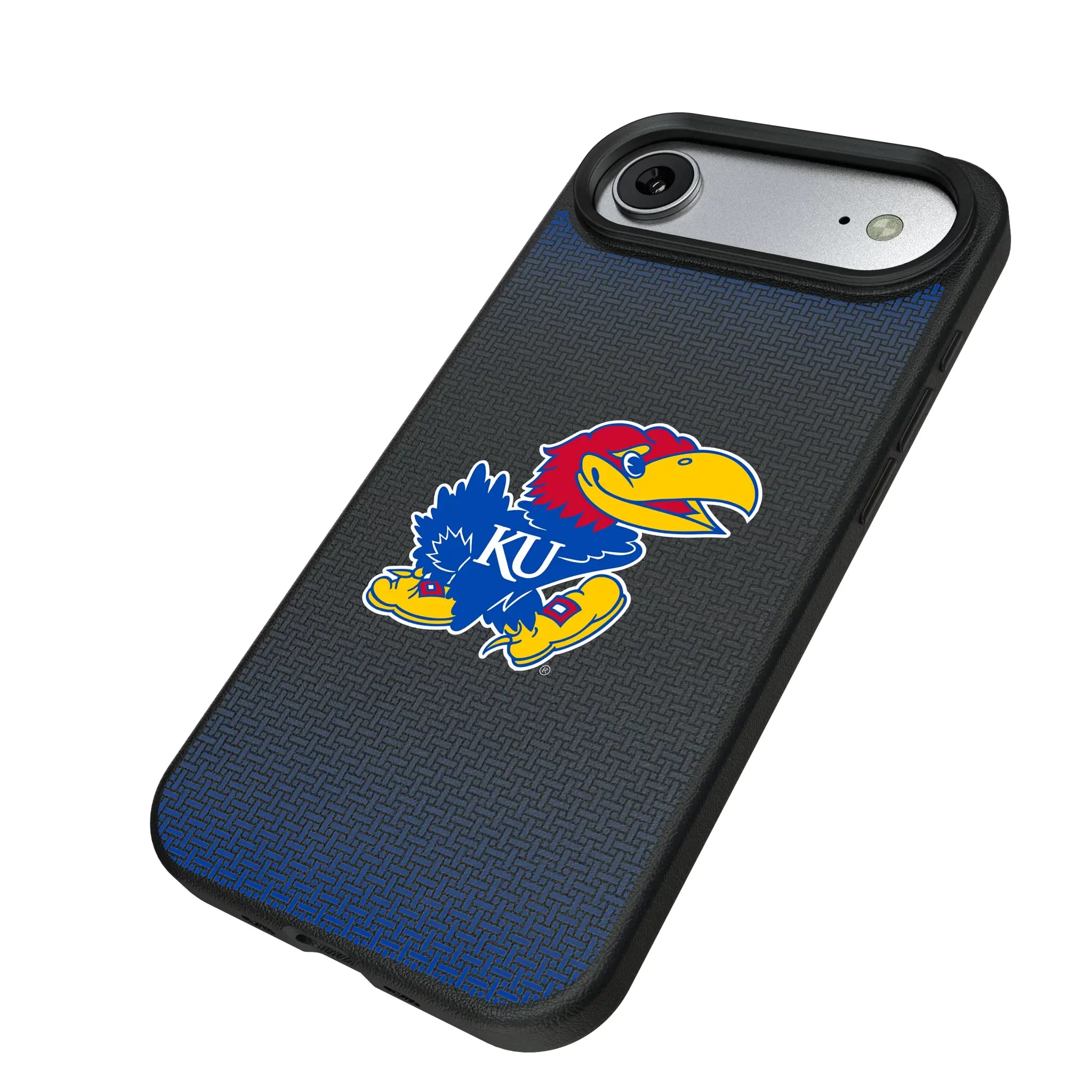 University of Kansas Jayhawks Linen iPhone MagSafe Compatible Phone Case for Apple iPhone - Isometric View#Device_iPhone Air