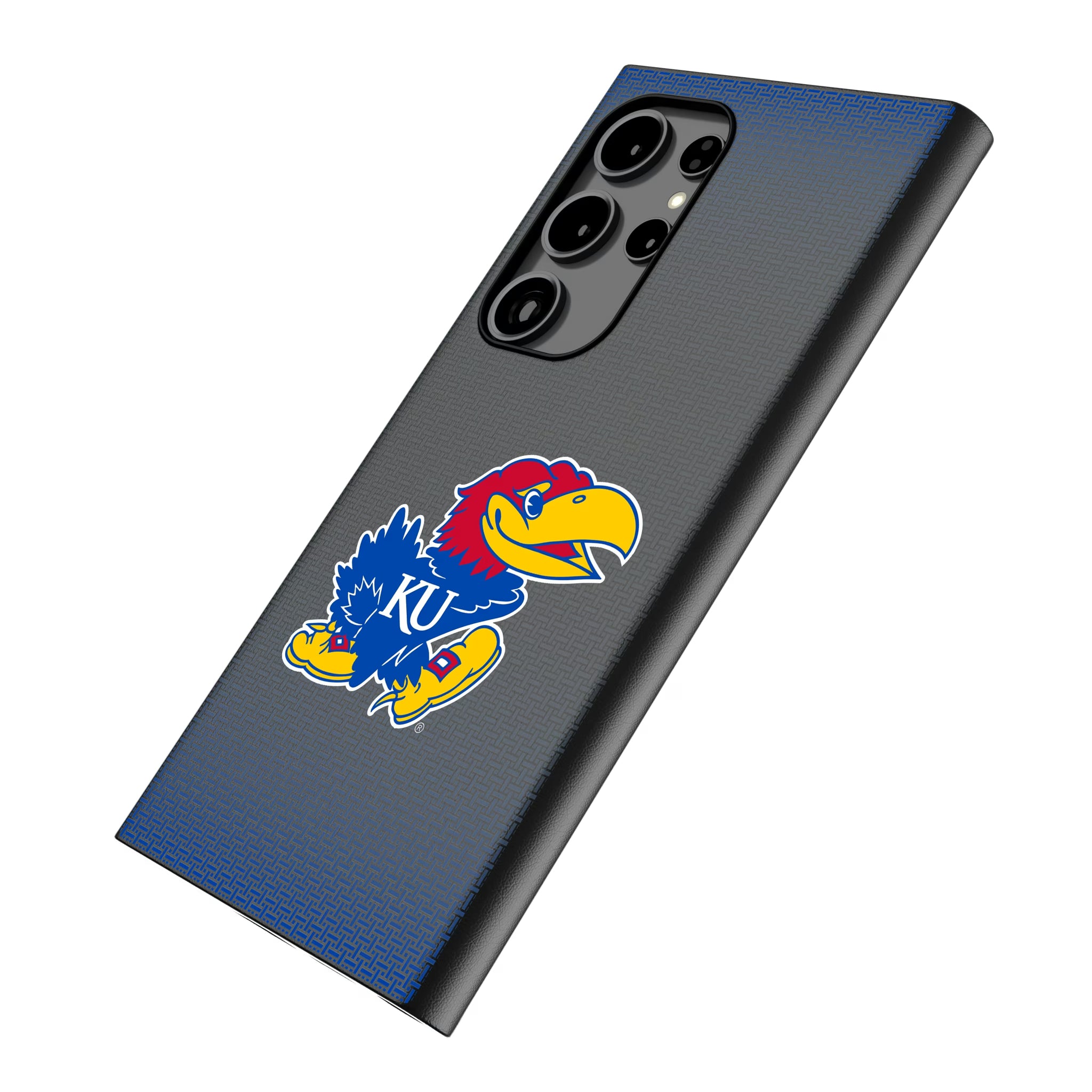 University of Kansas Jayhawks Linen Galaxy MagSafe Compatible Phone Case for Samsung Galaxy - Isometric View