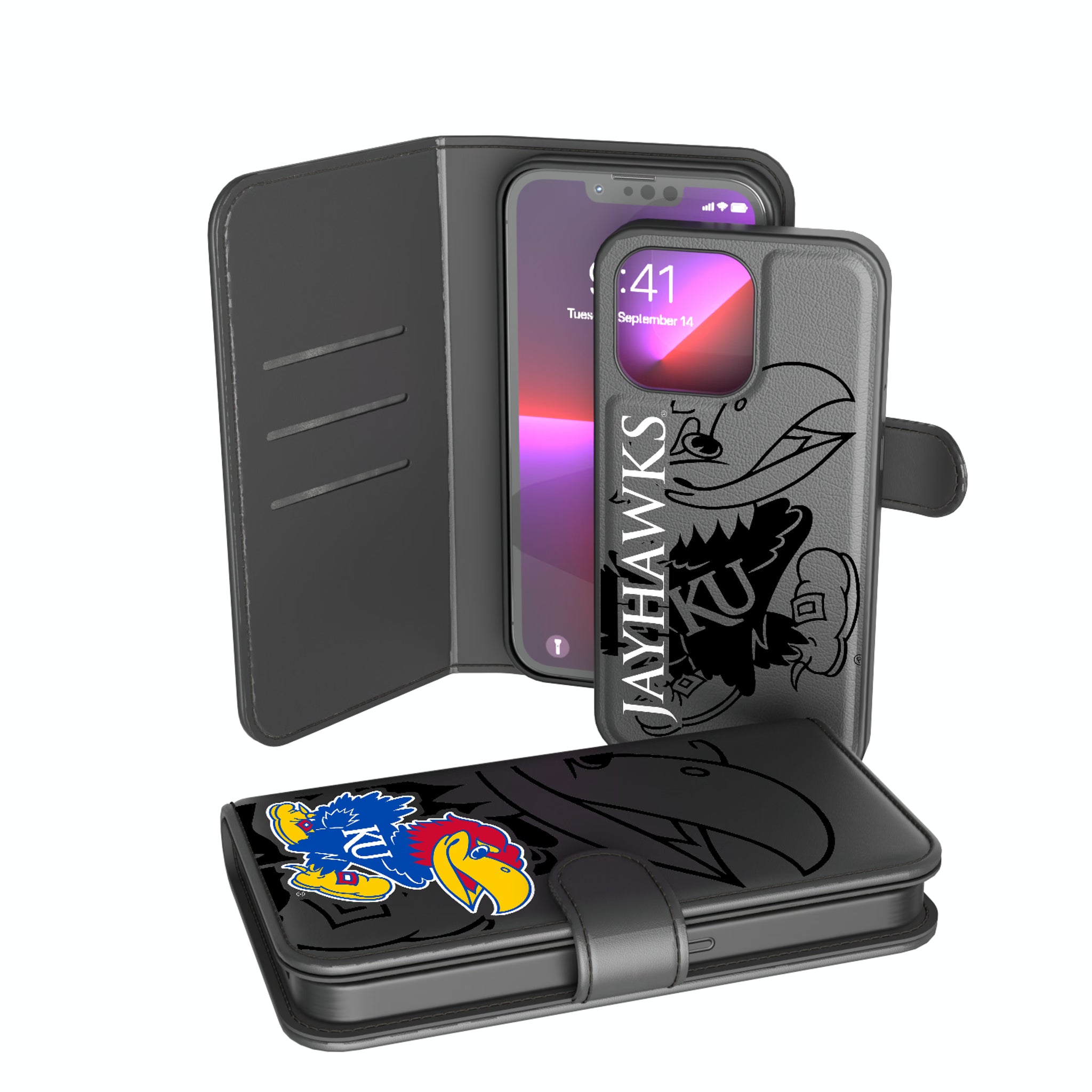 University of Kansas Jayhawks Monocolor Tilt iPhone Wallet Phone Case for Apple iPhone