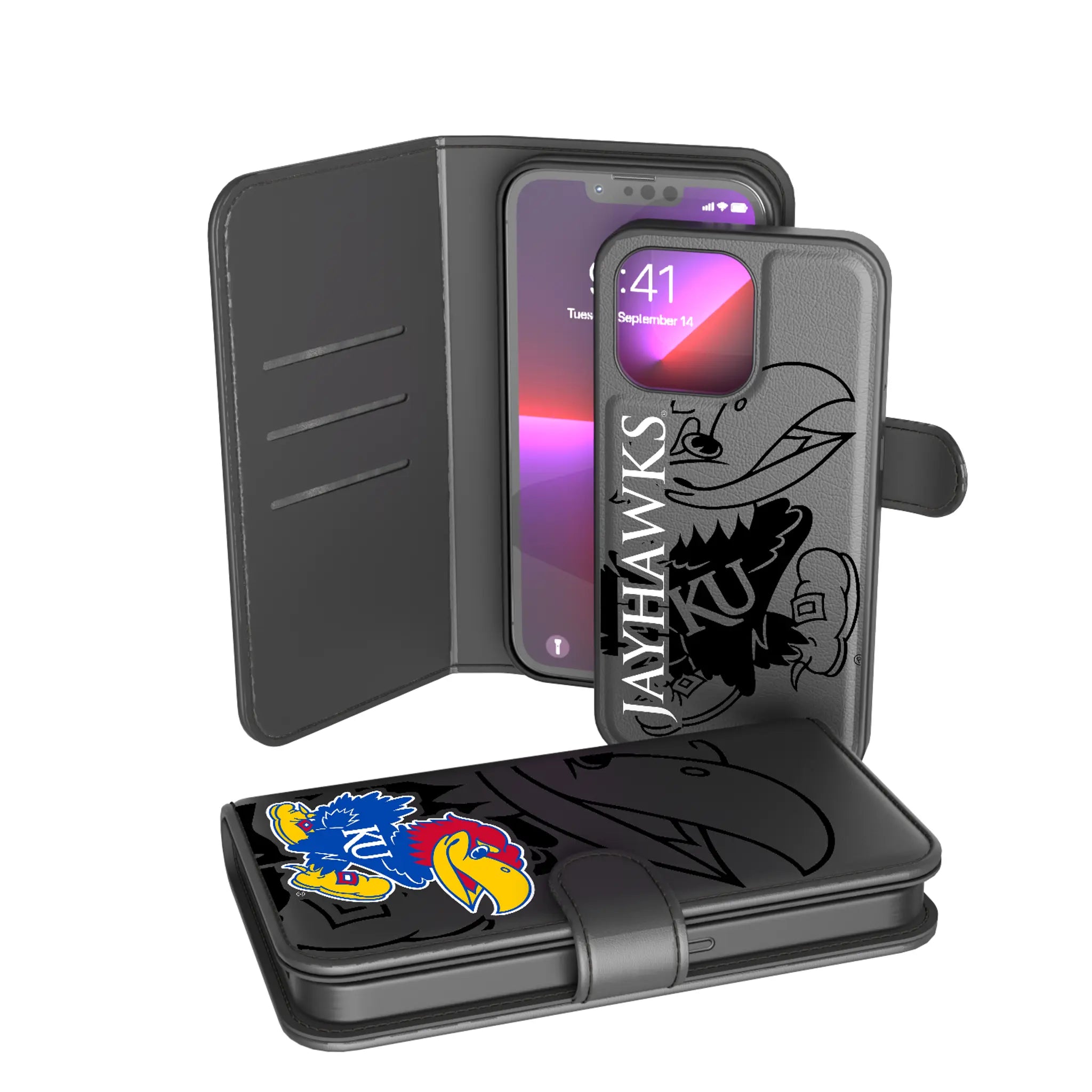 University of Kansas Jayhawks Monocolor Tilt iPhone Wallet Phone Case for Apple iPhone