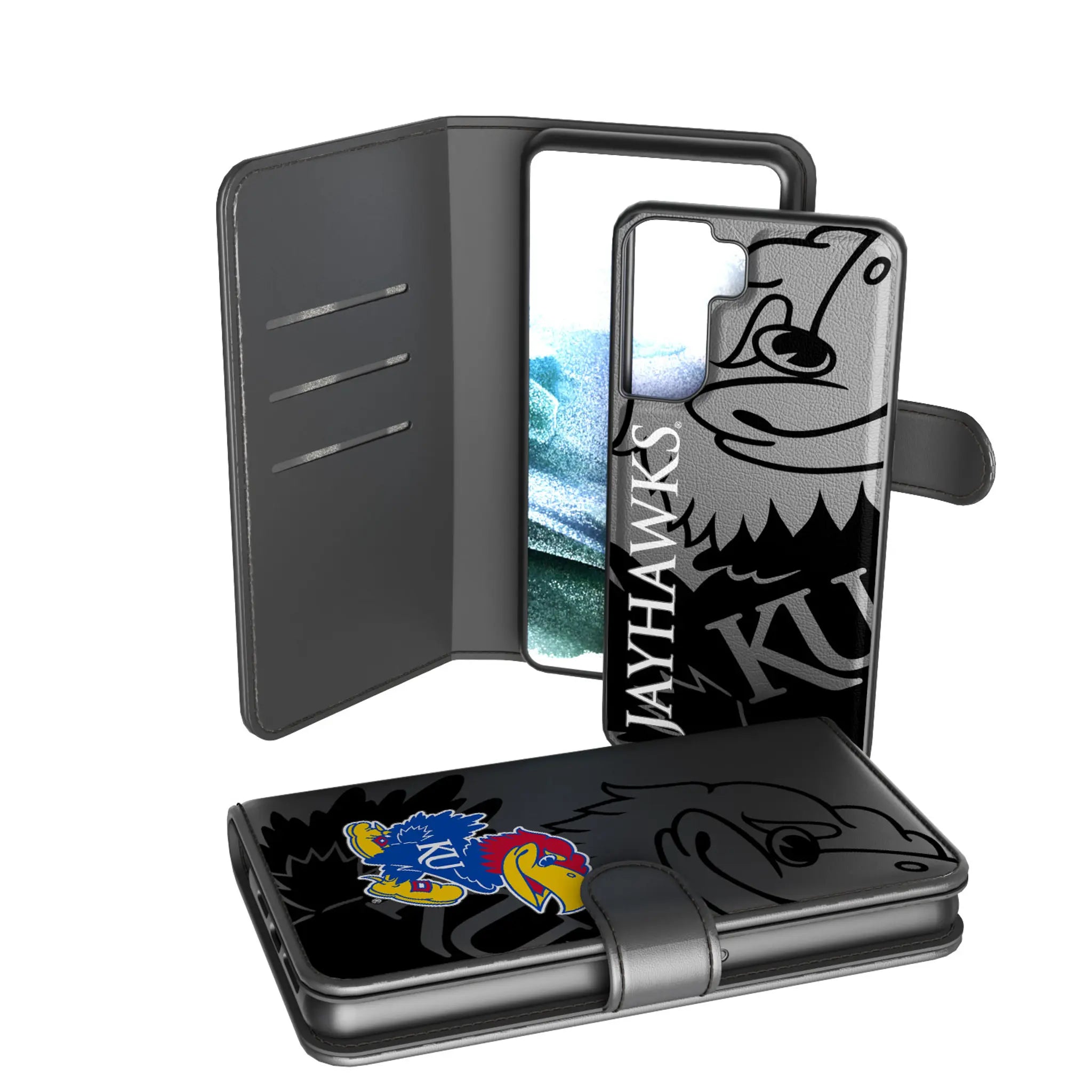 University of Kansas Jayhawks Monocolor Tilt Galaxy Wallet Phone Case for Samsung Galaxy