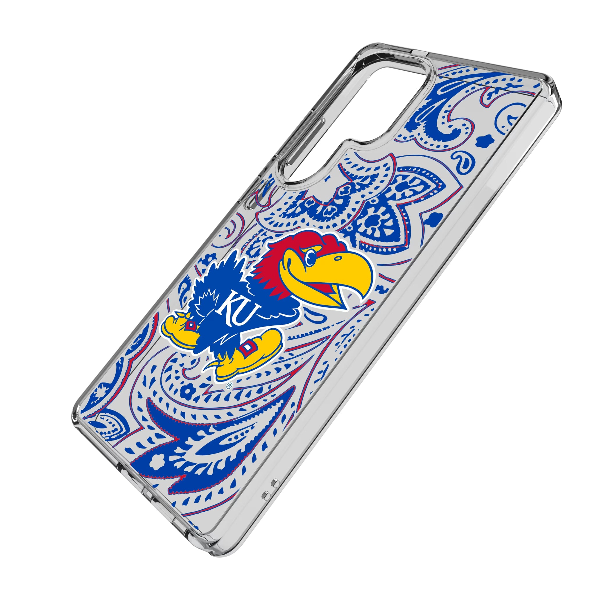 University of Kansas Jayhawks Paisley Galaxy Clear Phone Case for Samsung Galaxy - Isometric View