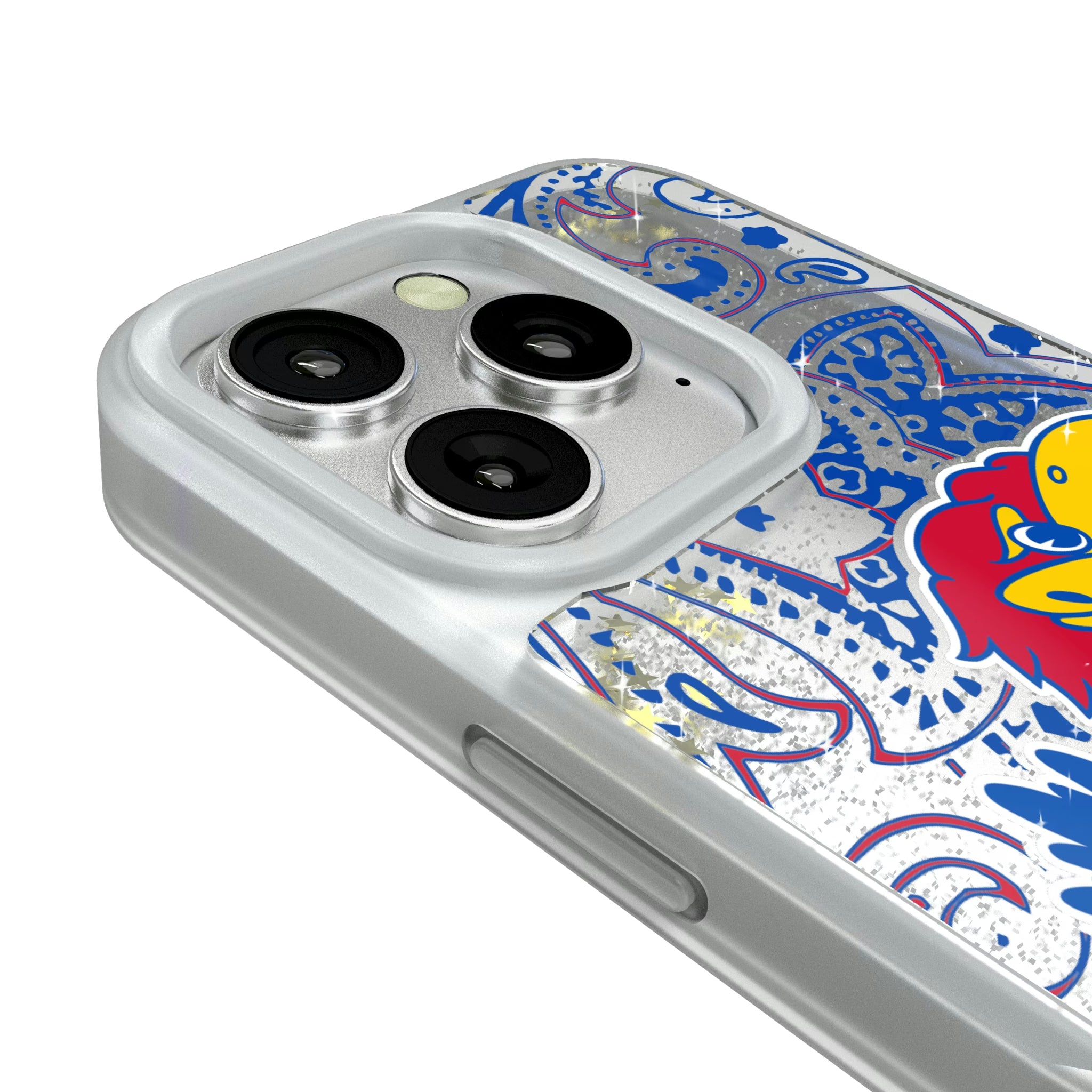 University of Kansas Jayhawks Paisley iPhone Glitter Phone Case for Apple iPhone - Detail#Device_iPhone 16 Pro
