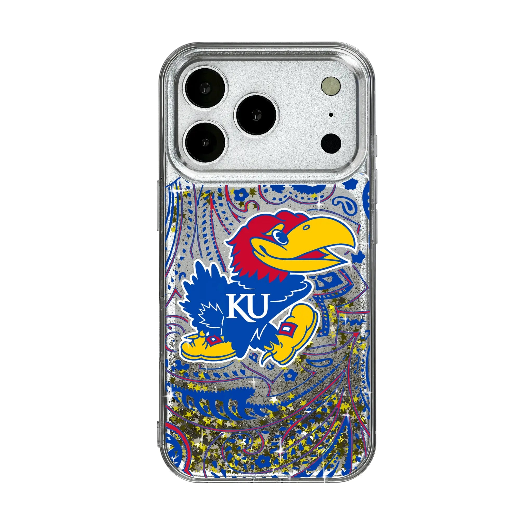 University of Kansas Jayhawks Paisley iPhone Glitter Phone Case for Apple iPhone