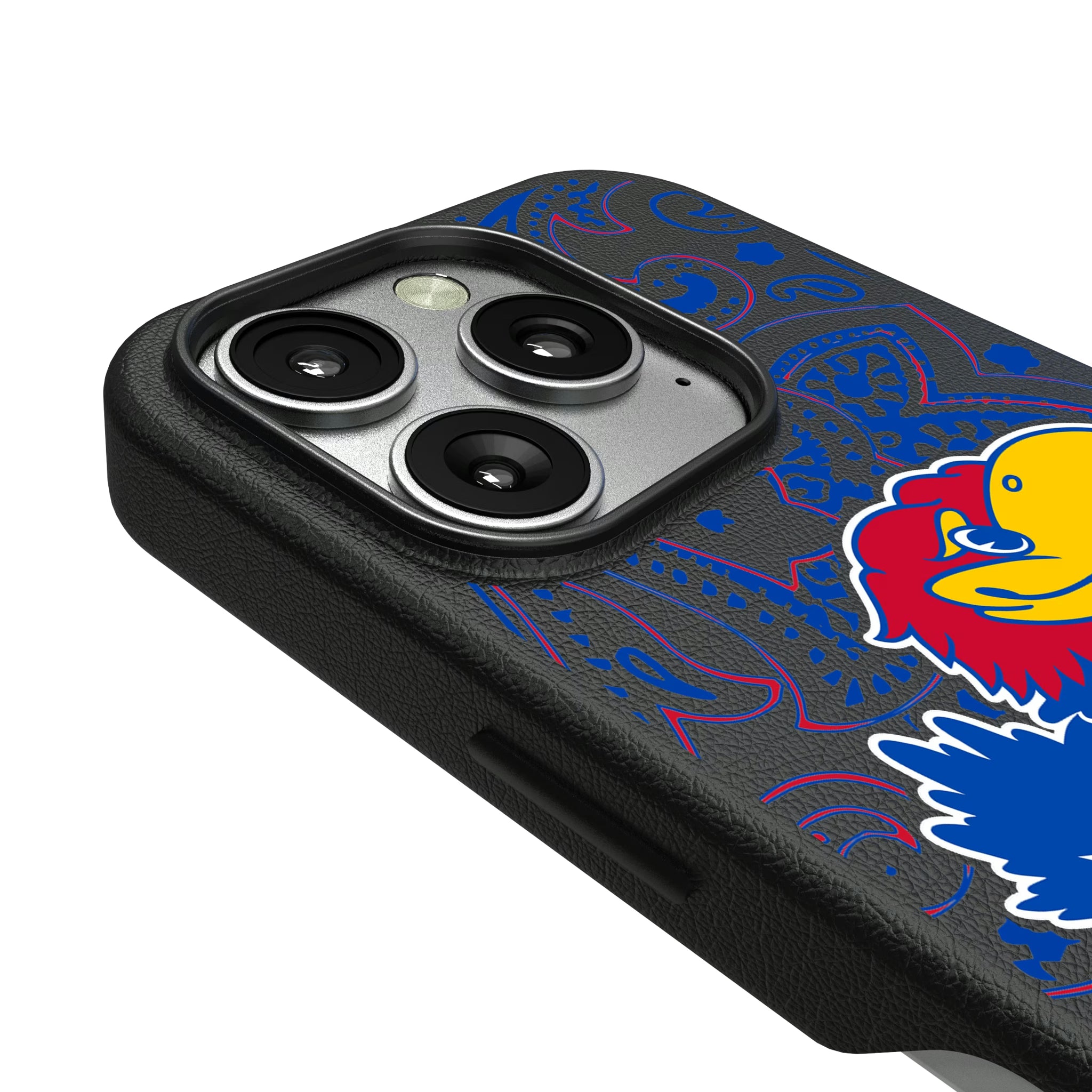 University of Kansas Jayhawks Paisley iPhone MagSafe Compatible Phone Case for Apple iPhone - Detail