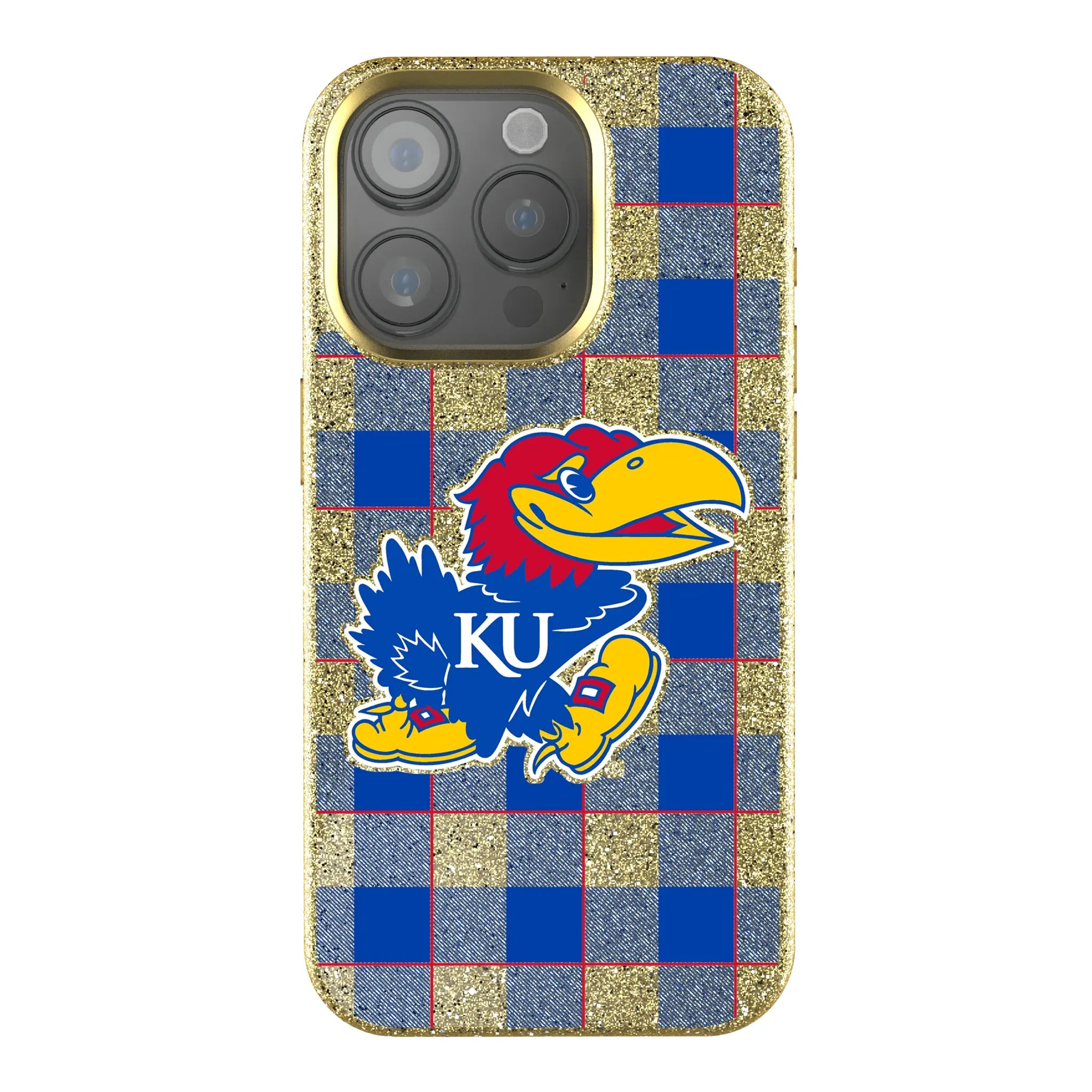 University of Kansas Jayhawks Plaid iPhone Bling Phone Case for Apple iPhone