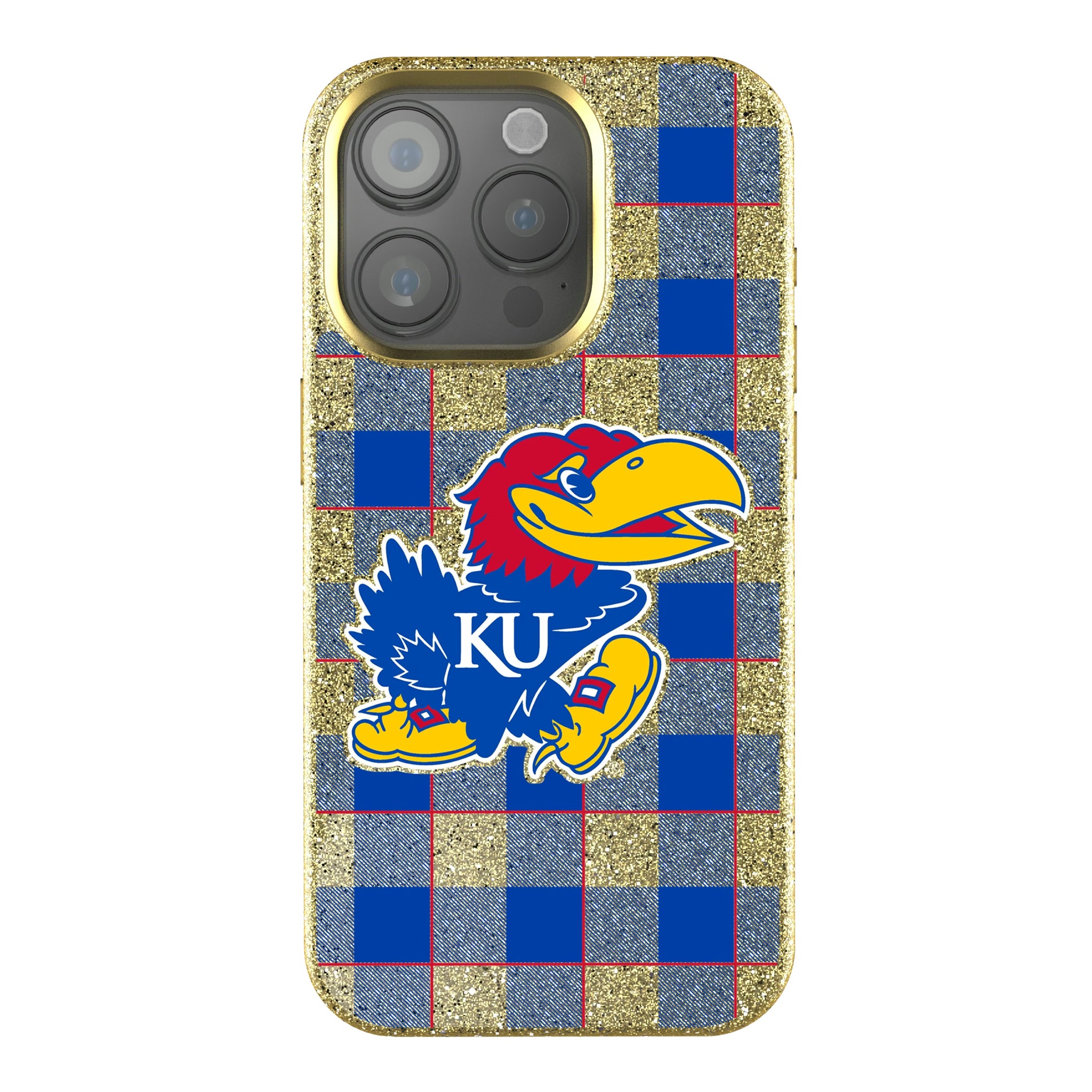 University of Kansas Jayhawks Plaid iPhone Bling Phone Case for Apple iPhone
