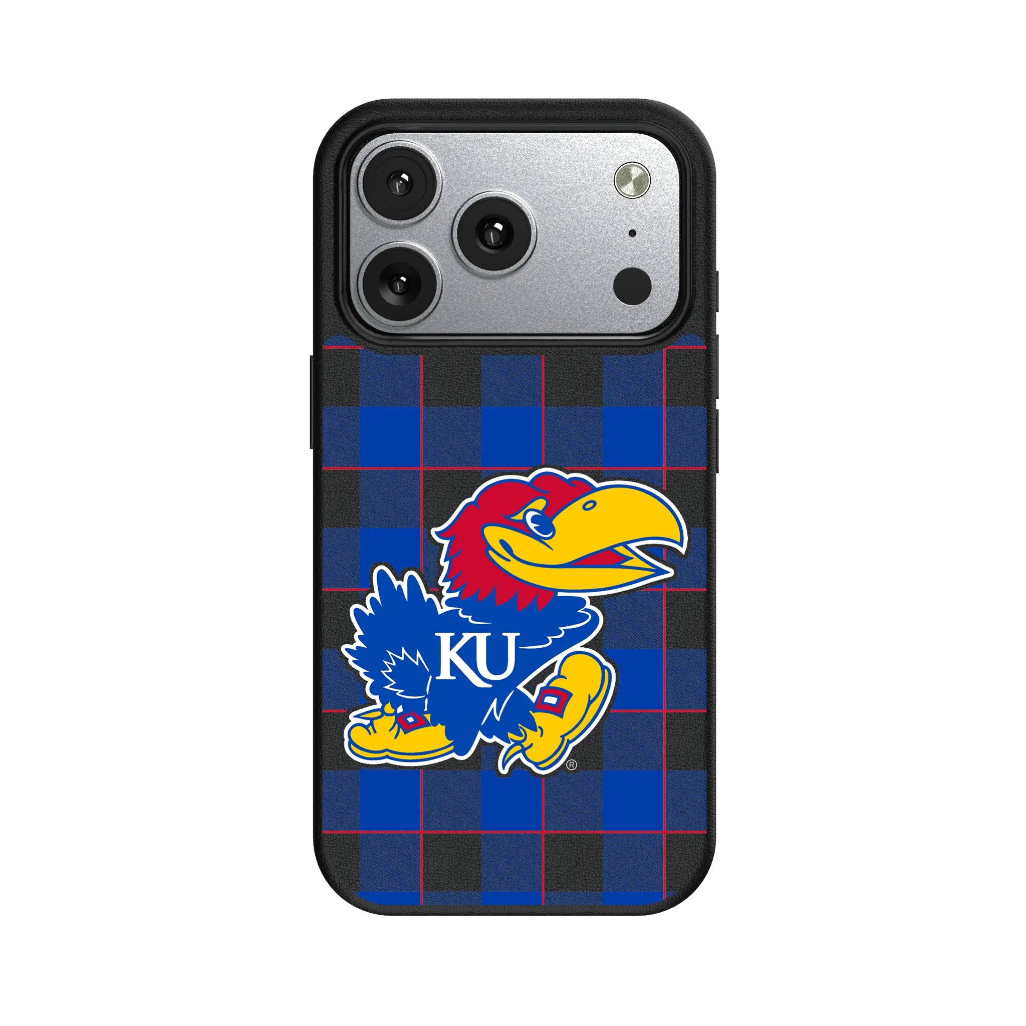 University of Kansas Jayhawks Plaid iPhone MagSafe Compatible Phone Case for Apple iPhone#Device_iPhone 17 Pro