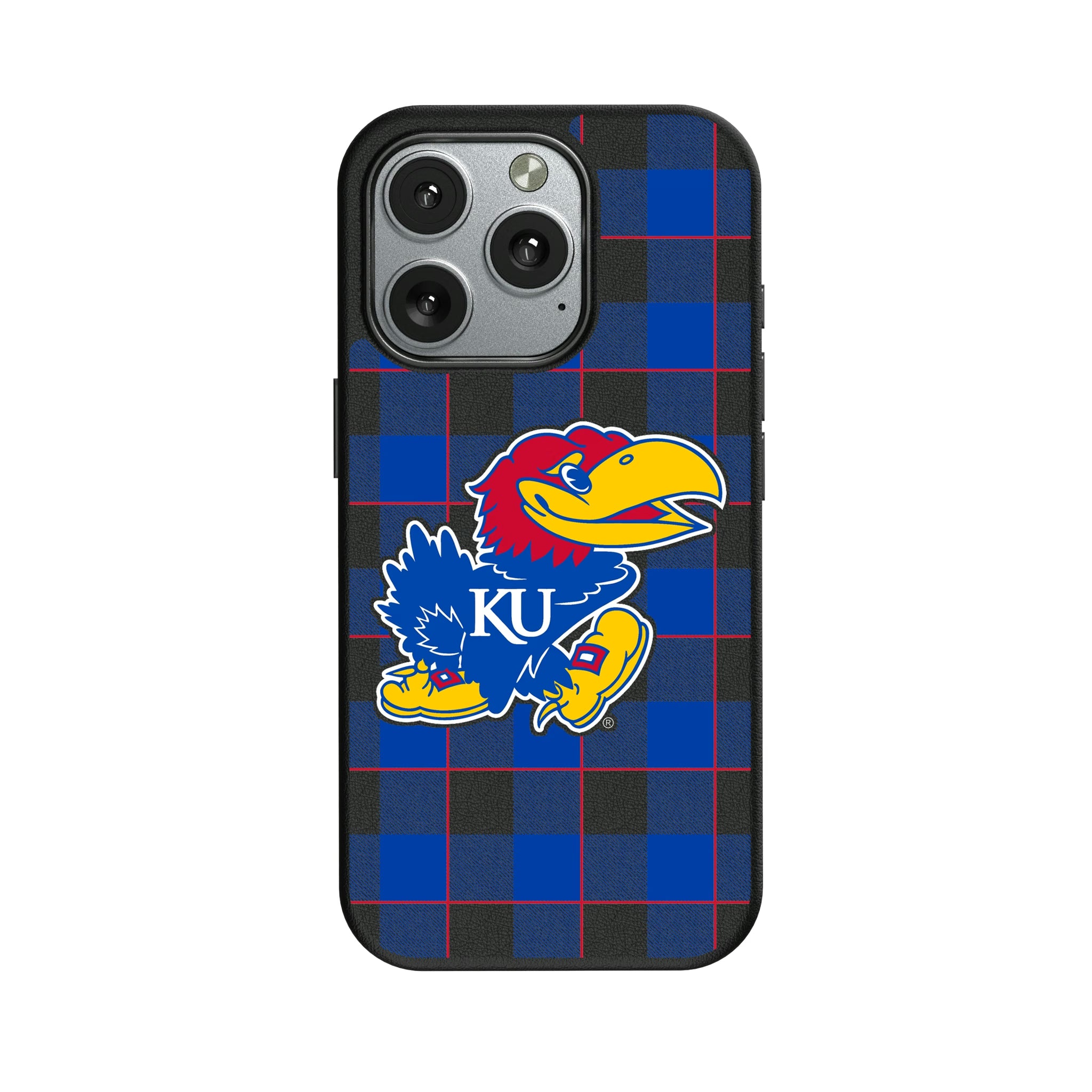 University of Kansas Jayhawks Plaid iPhone MagSafe Compatible Phone Case for Apple iPhone