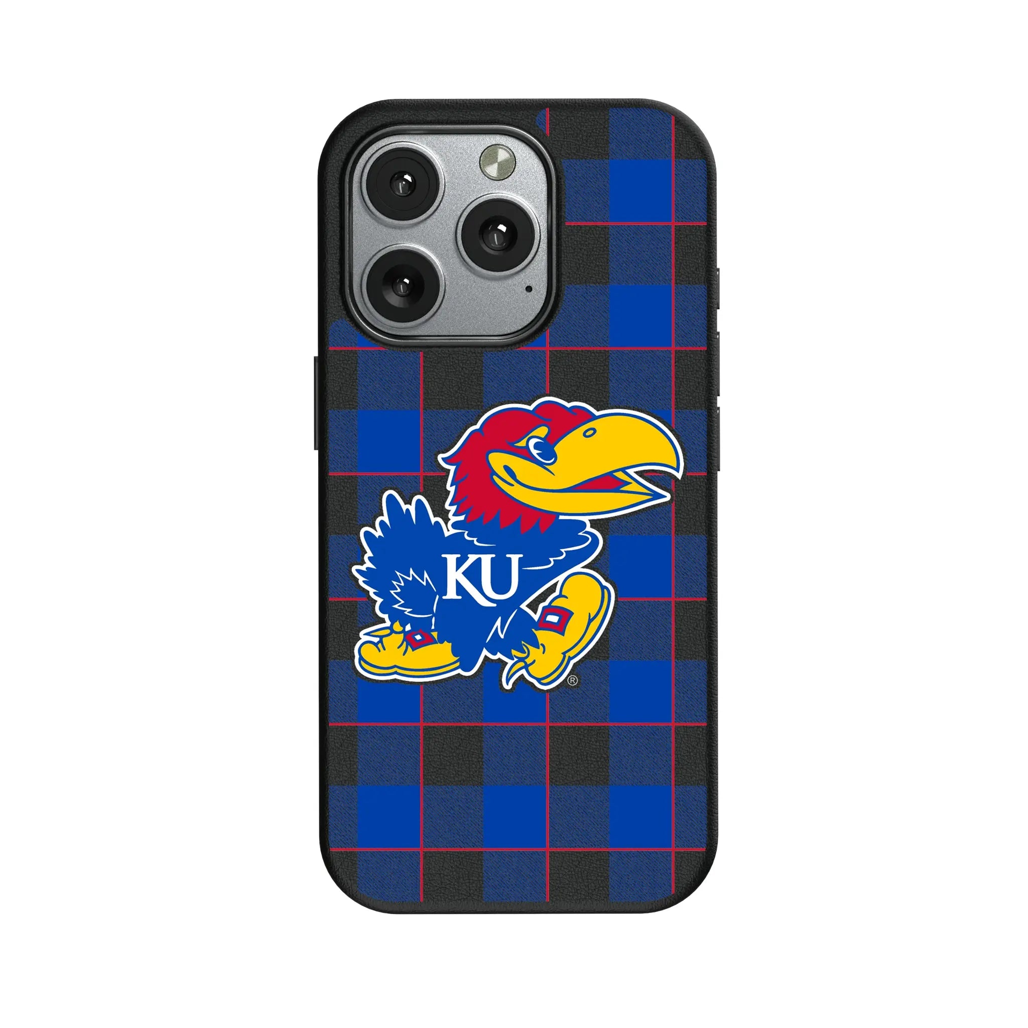 University of Kansas Jayhawks Plaid iPhone MagSafe Compatible Phone Case for Apple iPhone