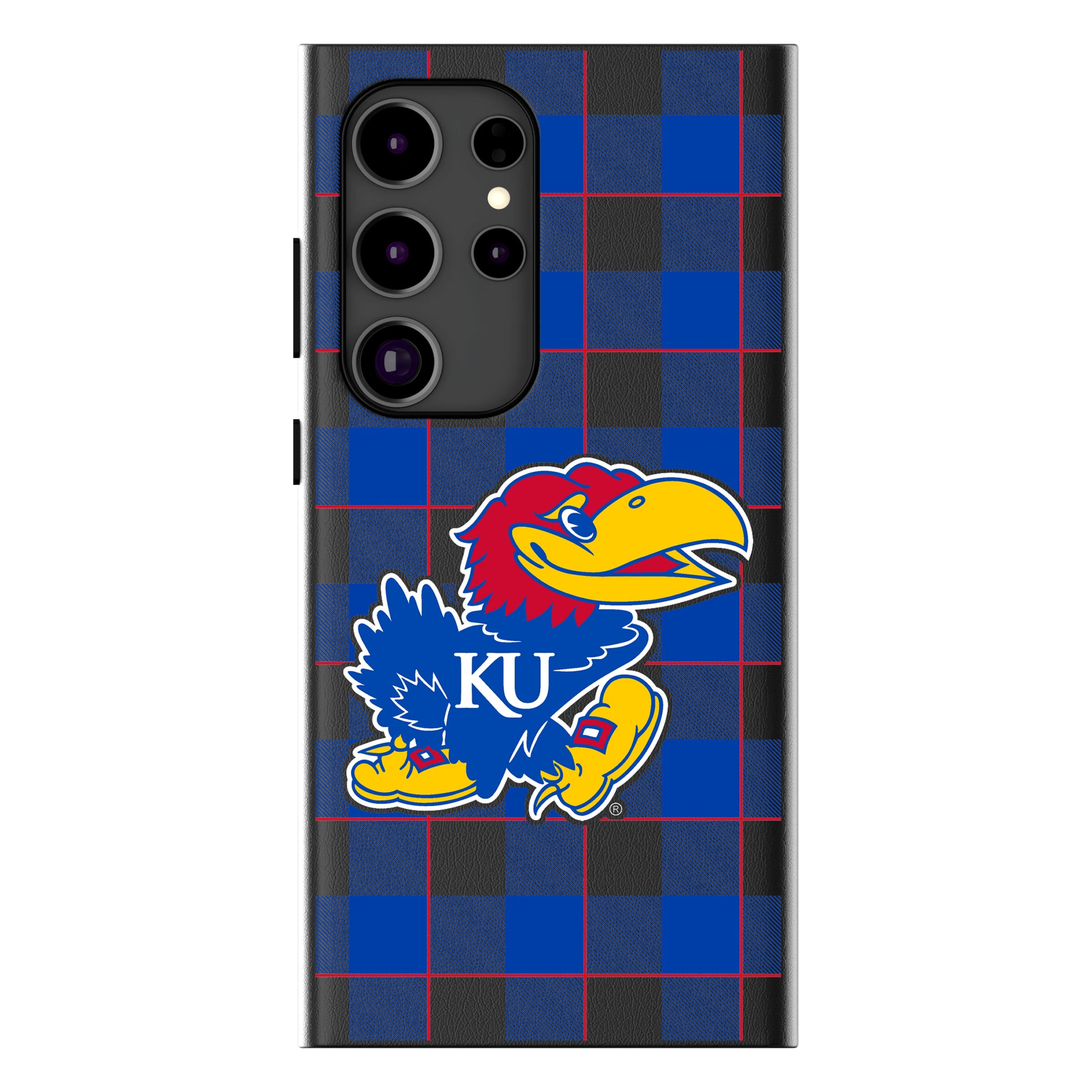 University of Kansas Jayhawks Plaid Galaxy MagSafe Compatible Phone Case for Samsung Galaxy