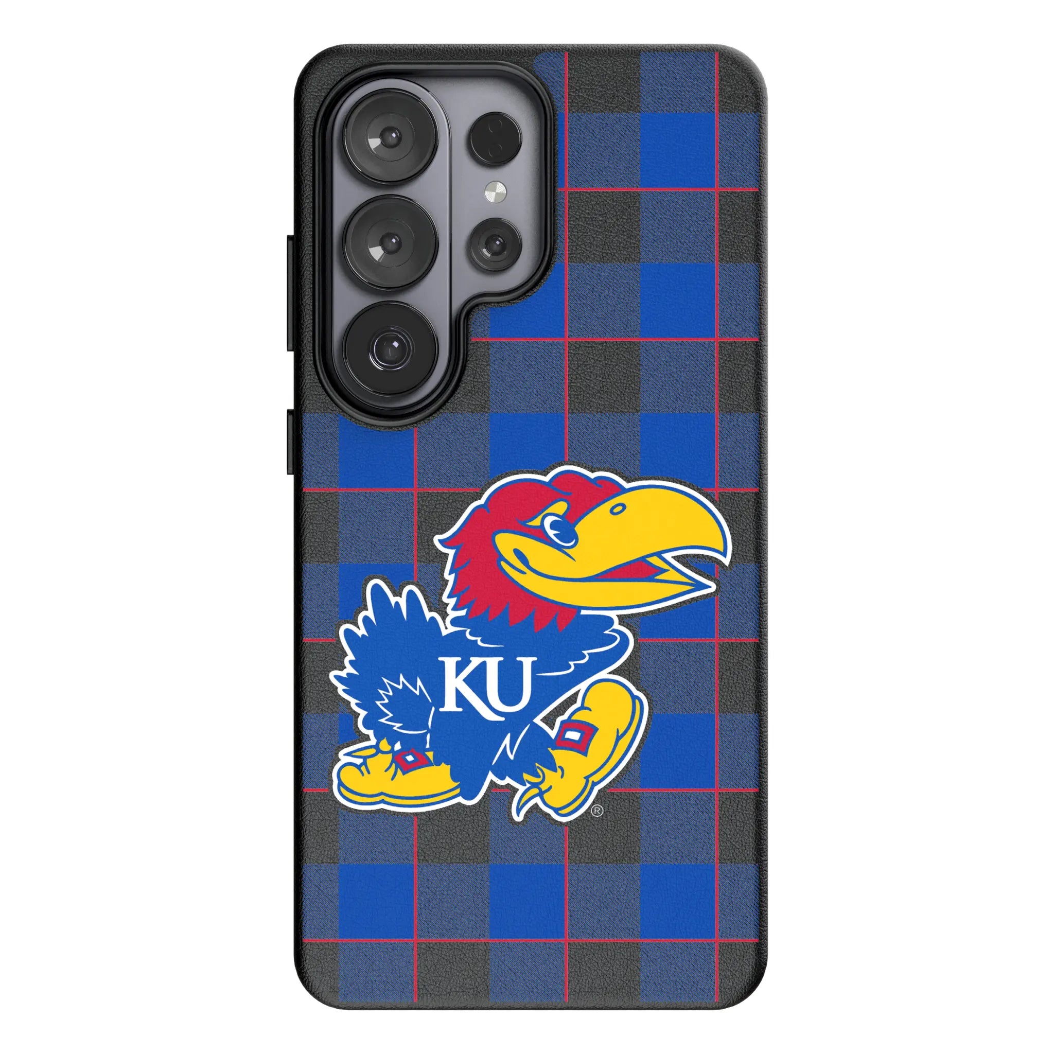 University of Kansas Jayhawks Plaid Galaxy MagSafe Compatible Phone Case for Samsung Galaxy#Device_Galaxy S26 Ultra