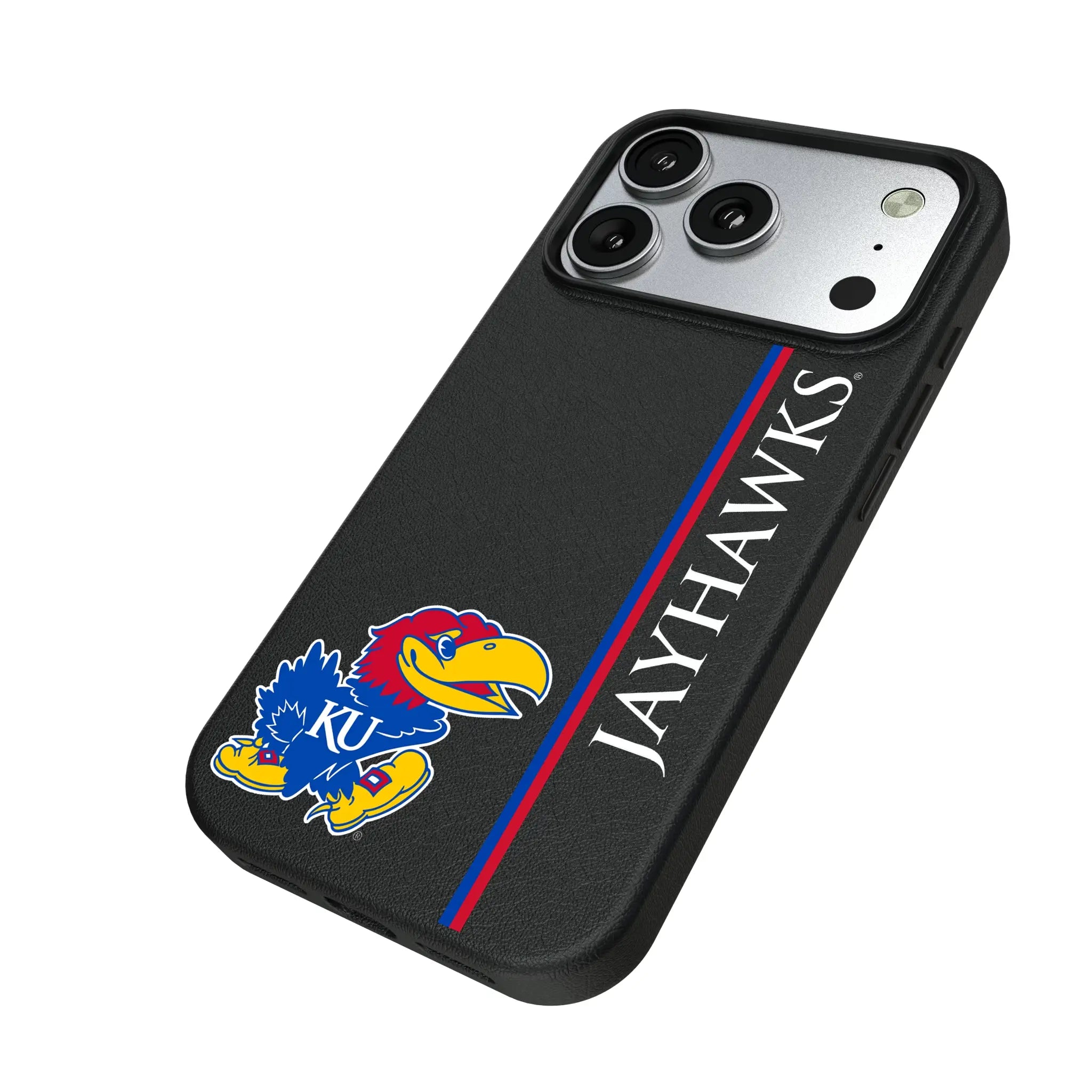 University of Kansas Jayhawks Sidebar iPhone MagSafe Compatible Phone Case for Apple iPhone - Isometric View#Device_iPhone 17 Pro