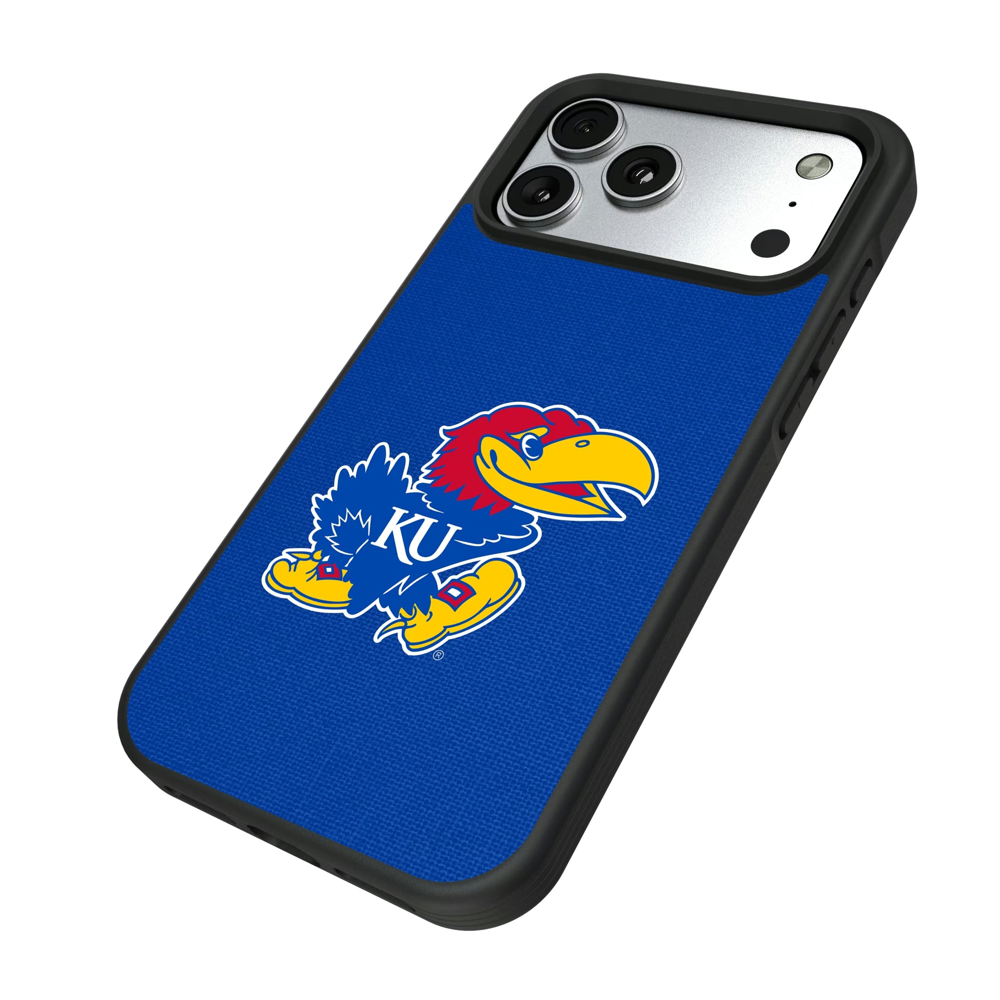 University of Kansas Jayhawks Solid iPhone Bump Phone Case for Apple iPhone - Isometric View#Device_iPhone 17 Pro Max