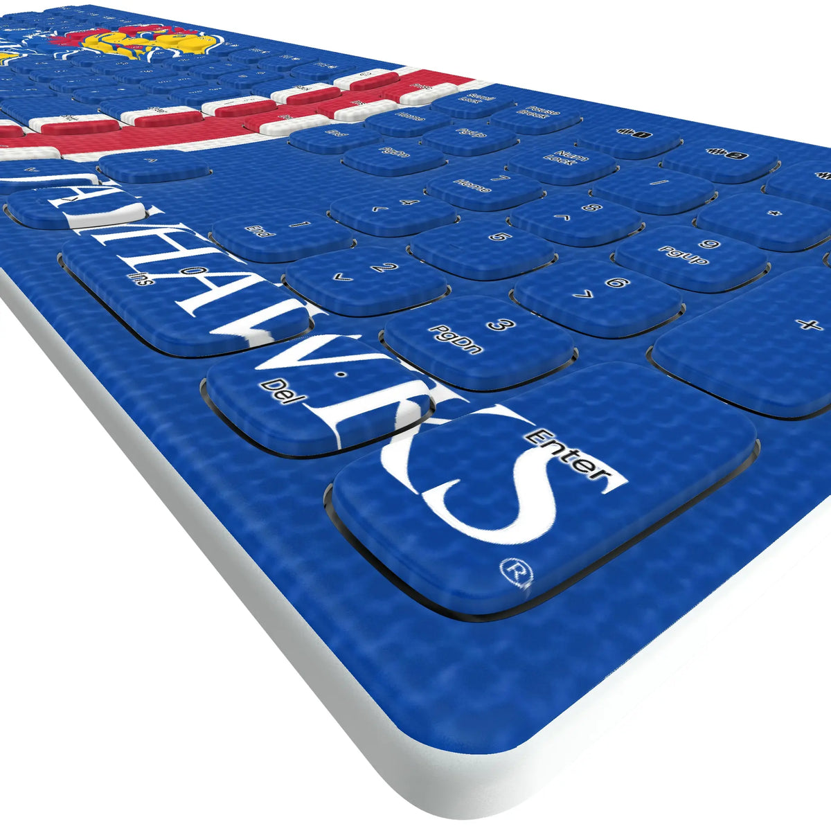 University of Kansas Jayhawks Stripe KKB605 Curved Wireless Keyboard - Detail