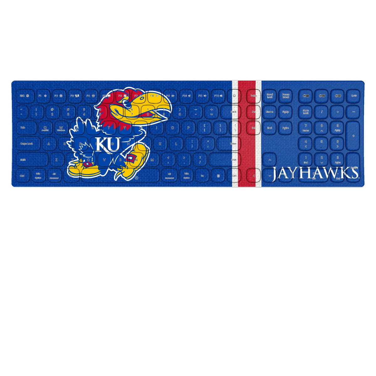 University of Kansas Jayhawks Stripe KKB605 Curved Wireless Keyboard