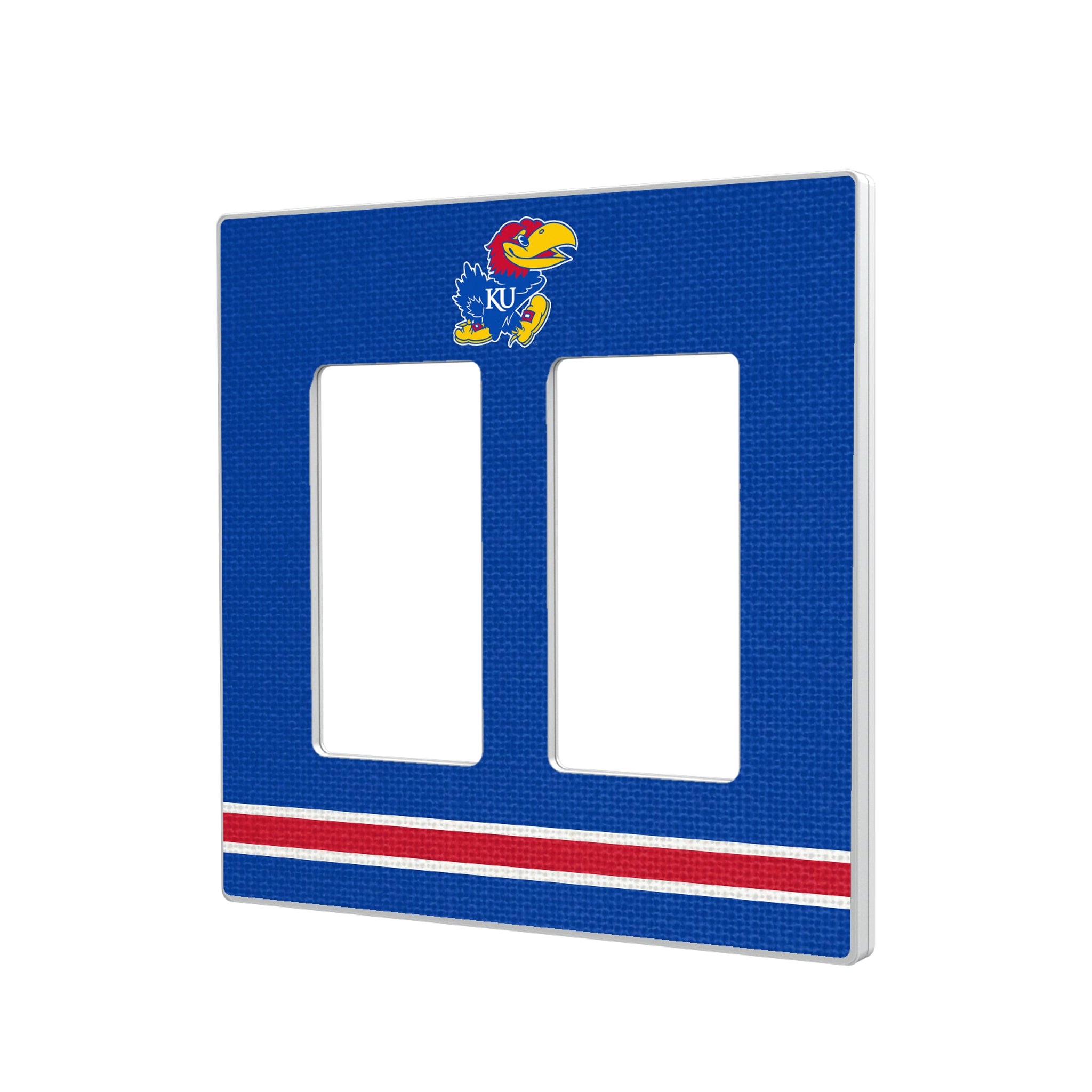 University of Kansas Jayhawks Stripe Hidden-Screw Light Switch Plate#Style_Double Rocker