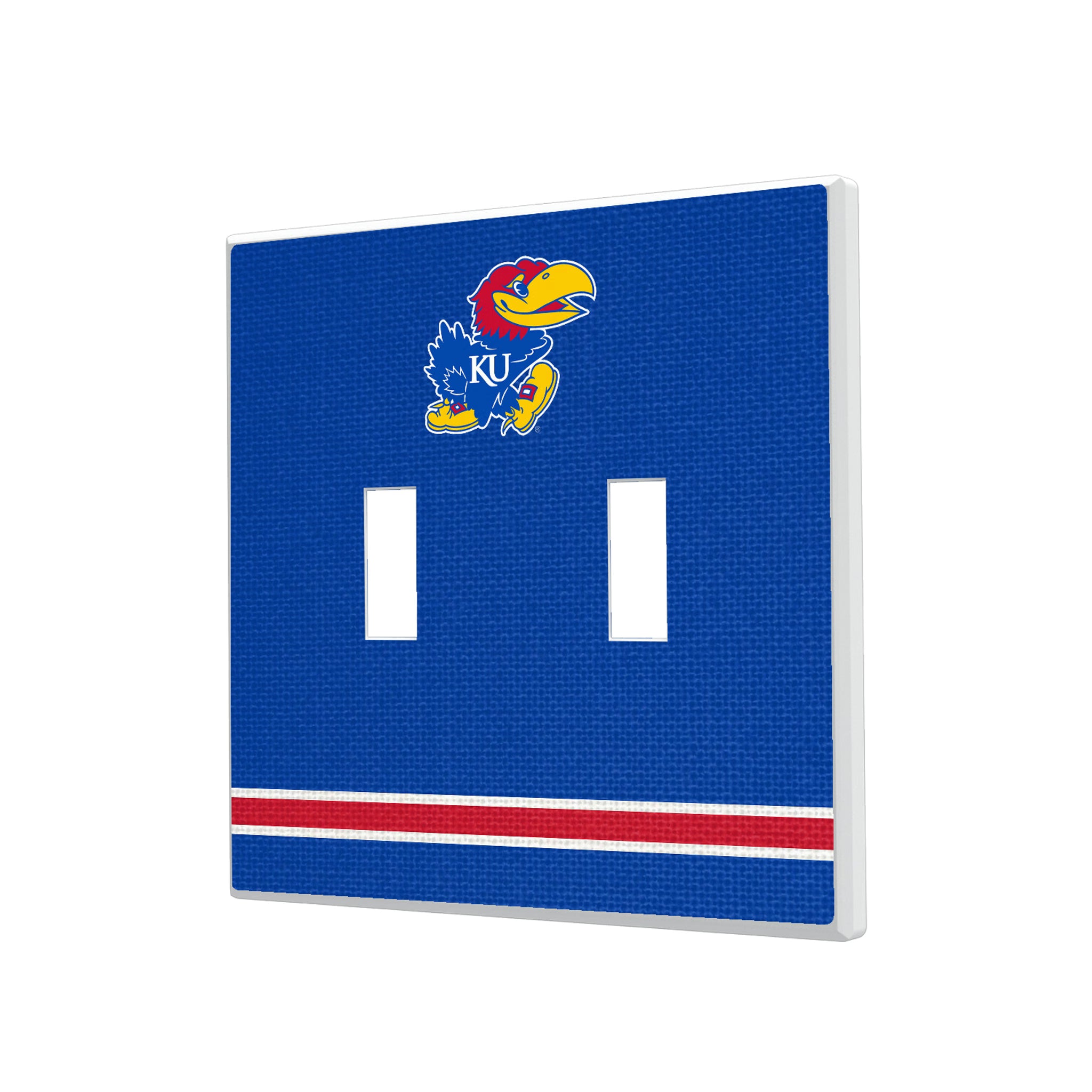 University of Kansas Jayhawks Stripe Hidden-Screw Light Switch Plate#Style_Double Toggle