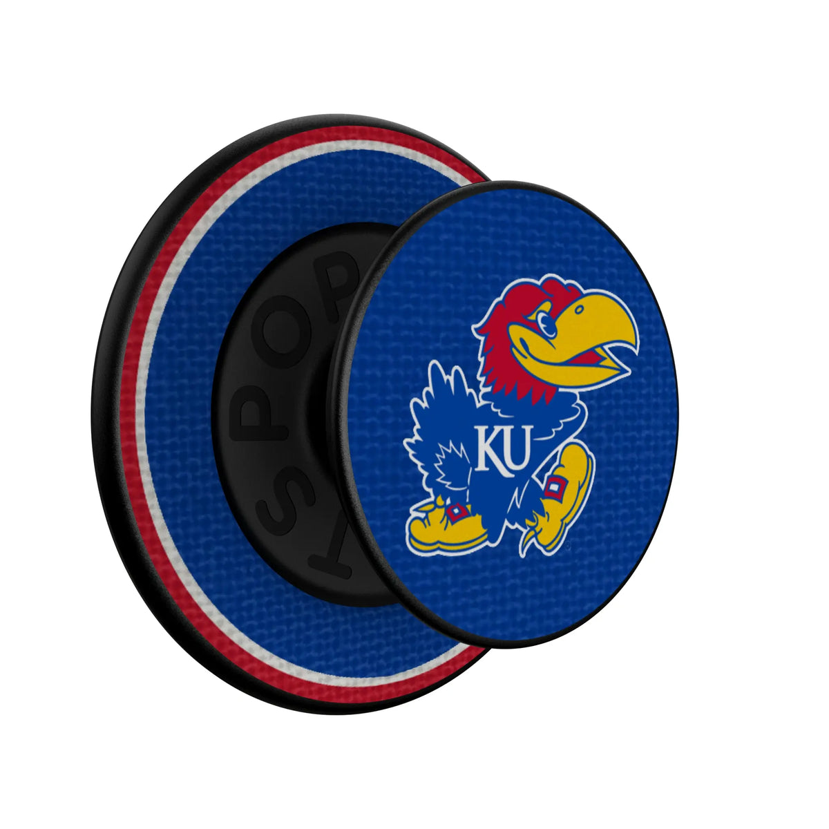 University of Kansas Jayhawks Stripe Popsockets Round Magnetic - Isometric View