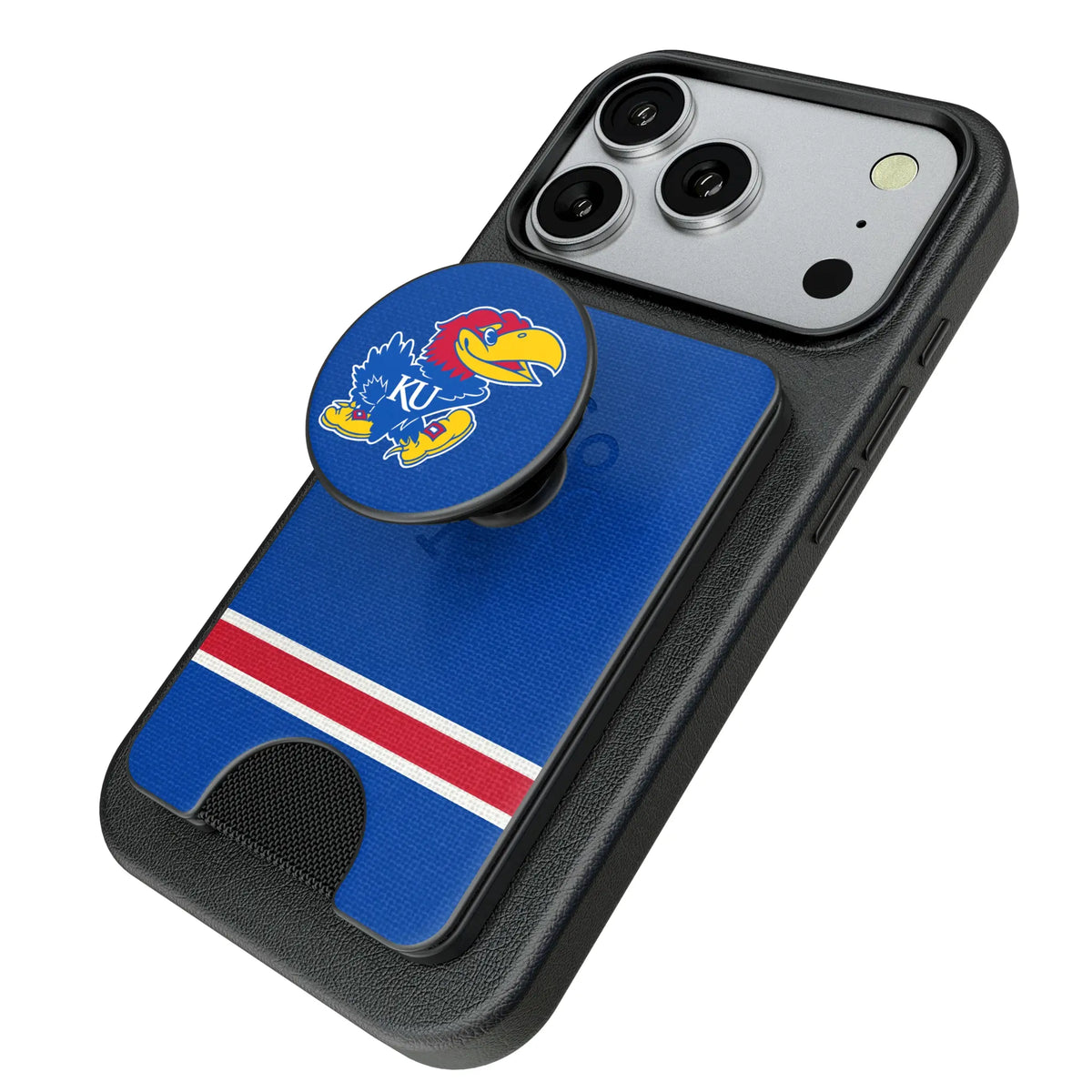 University of Kansas Jayhawks Stripe Popsockets Wallet Magnetic - Isometric View