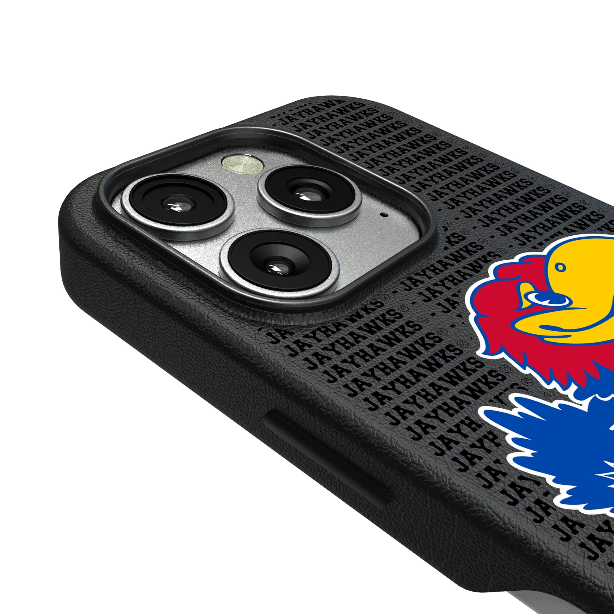 University of Kansas Jayhawks Text Backdrop iPhone MagSafe Compatible Phone Case for Apple iPhone - Detail