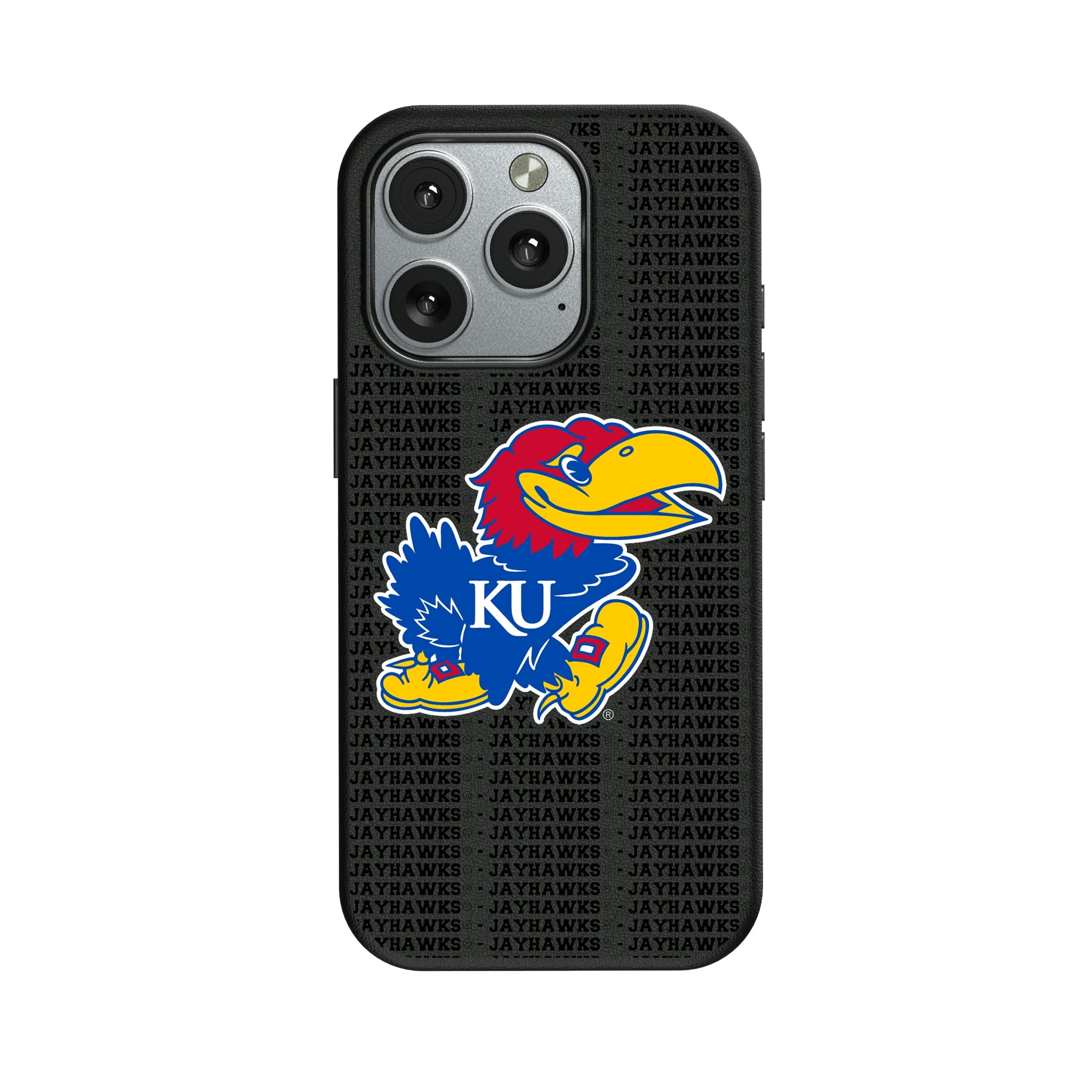 University of Kansas Jayhawks Text Backdrop iPhone MagSafe Compatible Phone Case for Apple iPhone