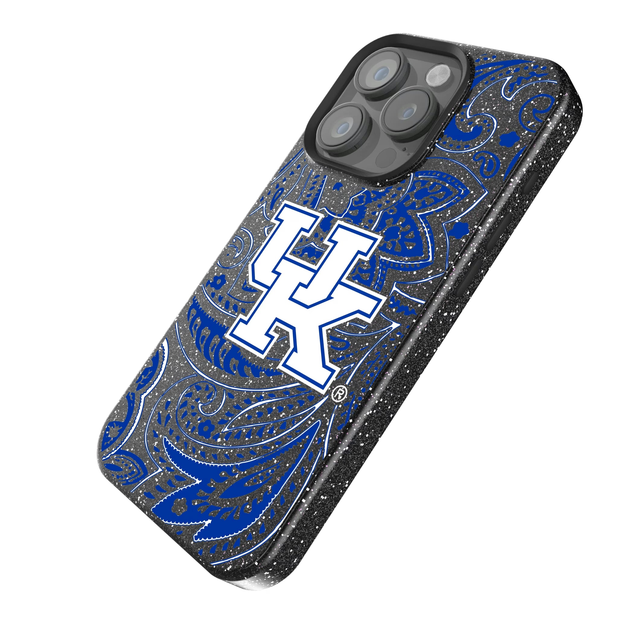 University of Kentucky Wildcats Paisley iPhone Bling Phone Case for Apple iPhone - Isometric View