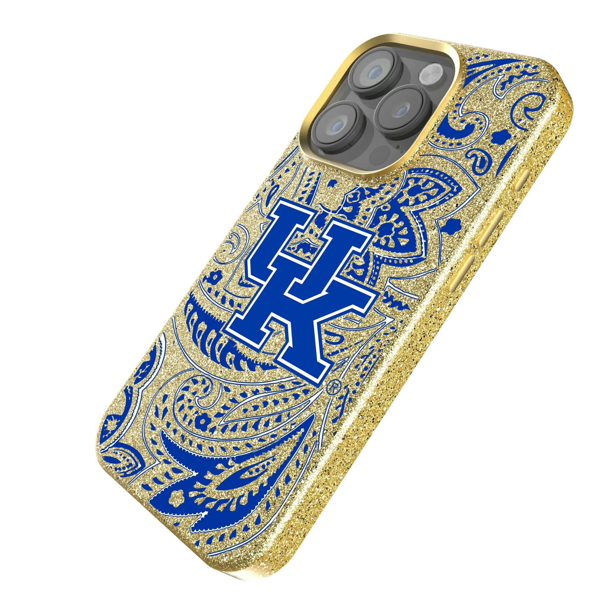 University of Kentucky Wildcats Paisley iPhone Bling Phone Case for Apple iPhone - Isometric View
