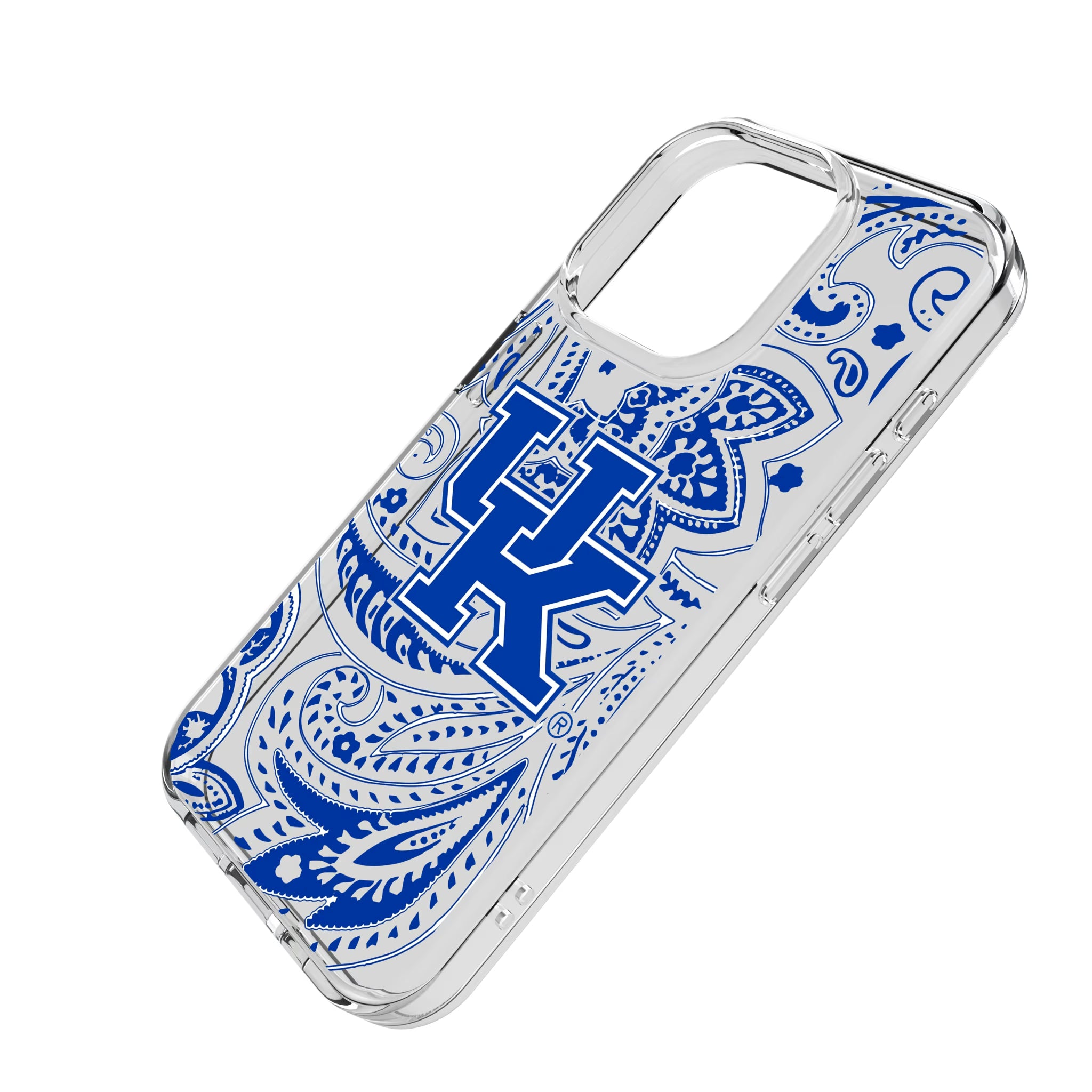 University of Kentucky Wildcats Paisley iPhone Clear Phone Case for Apple iPhone - Isometric View