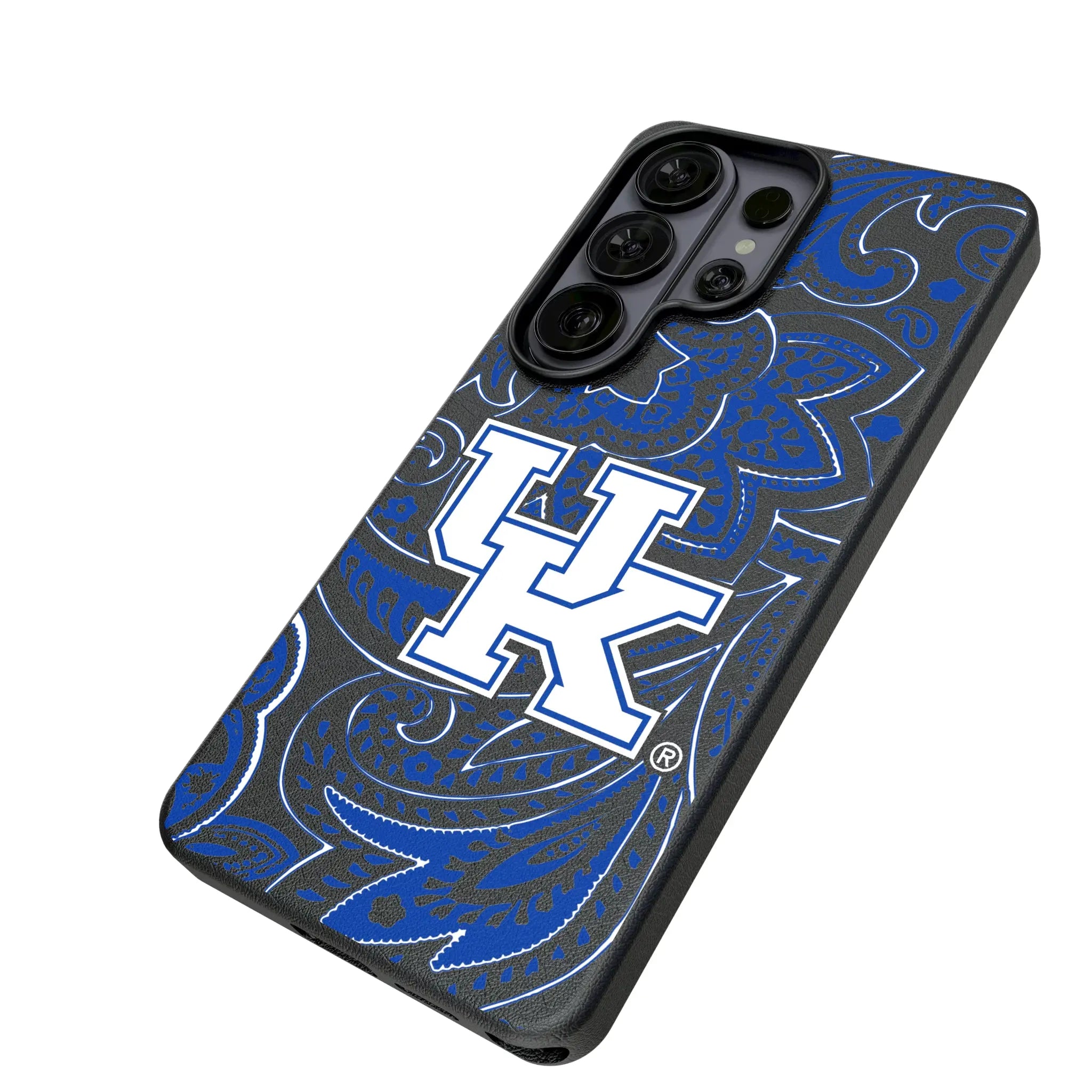 University of Kentucky Wildcats Paisley Galaxy MagSafe Compatible Phone Case for Samsung Galaxy - Isometric View#Device_Galaxy S26 Ultra