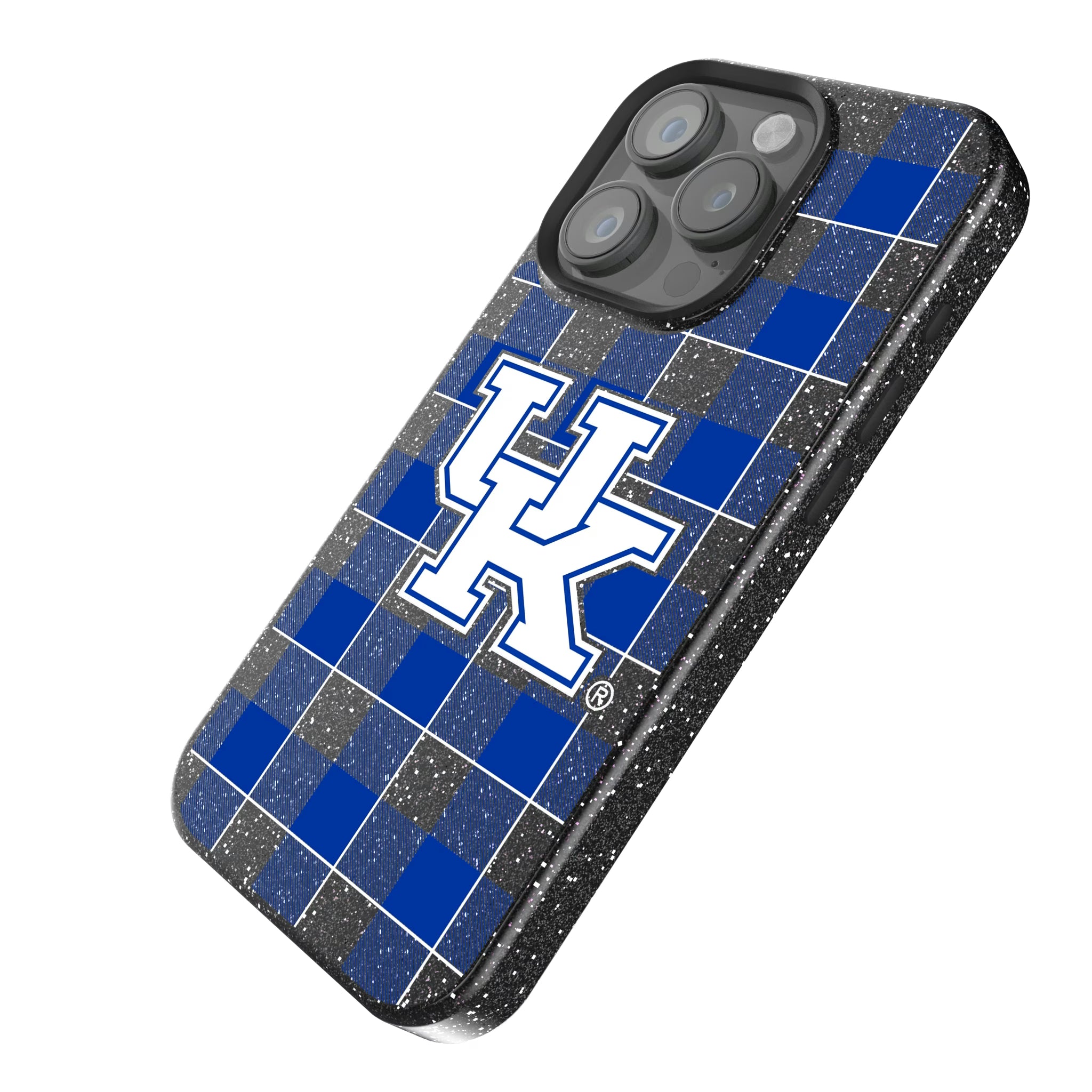 University of Kentucky Wildcats Plaid iPhone Bling Phone Case for Apple iPhone - Isometric View