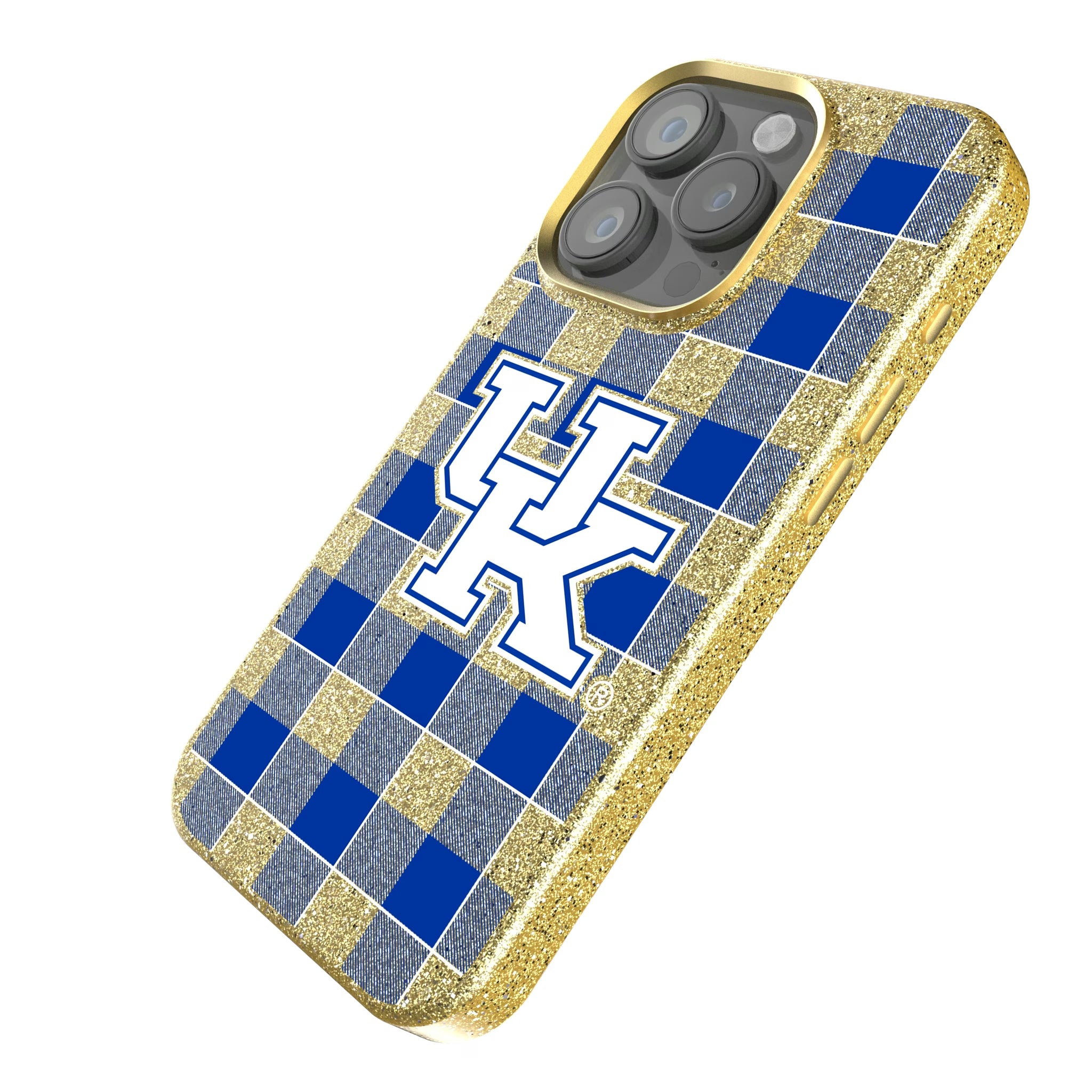 University of Kentucky Wildcats Plaid iPhone Bling Phone Case for Apple iPhone - Isometric View