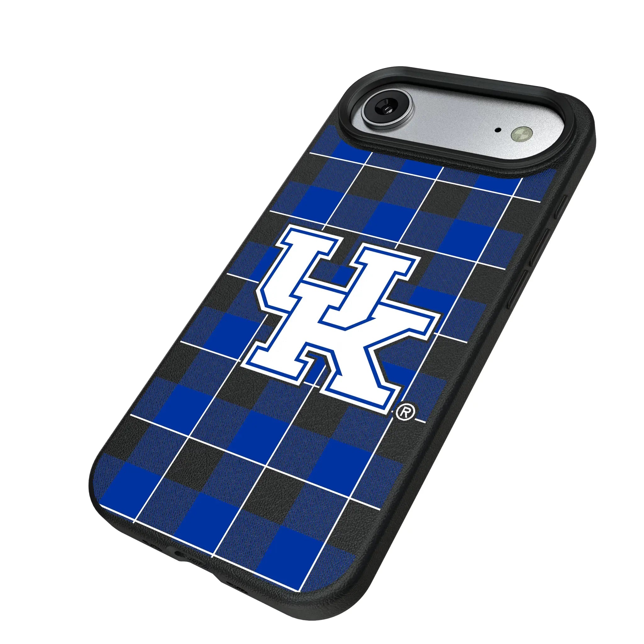 University of Kentucky Wildcats Plaid iPhone MagSafe Compatible Phone Case for Apple iPhone - Isometric View#Device_iPhone Air