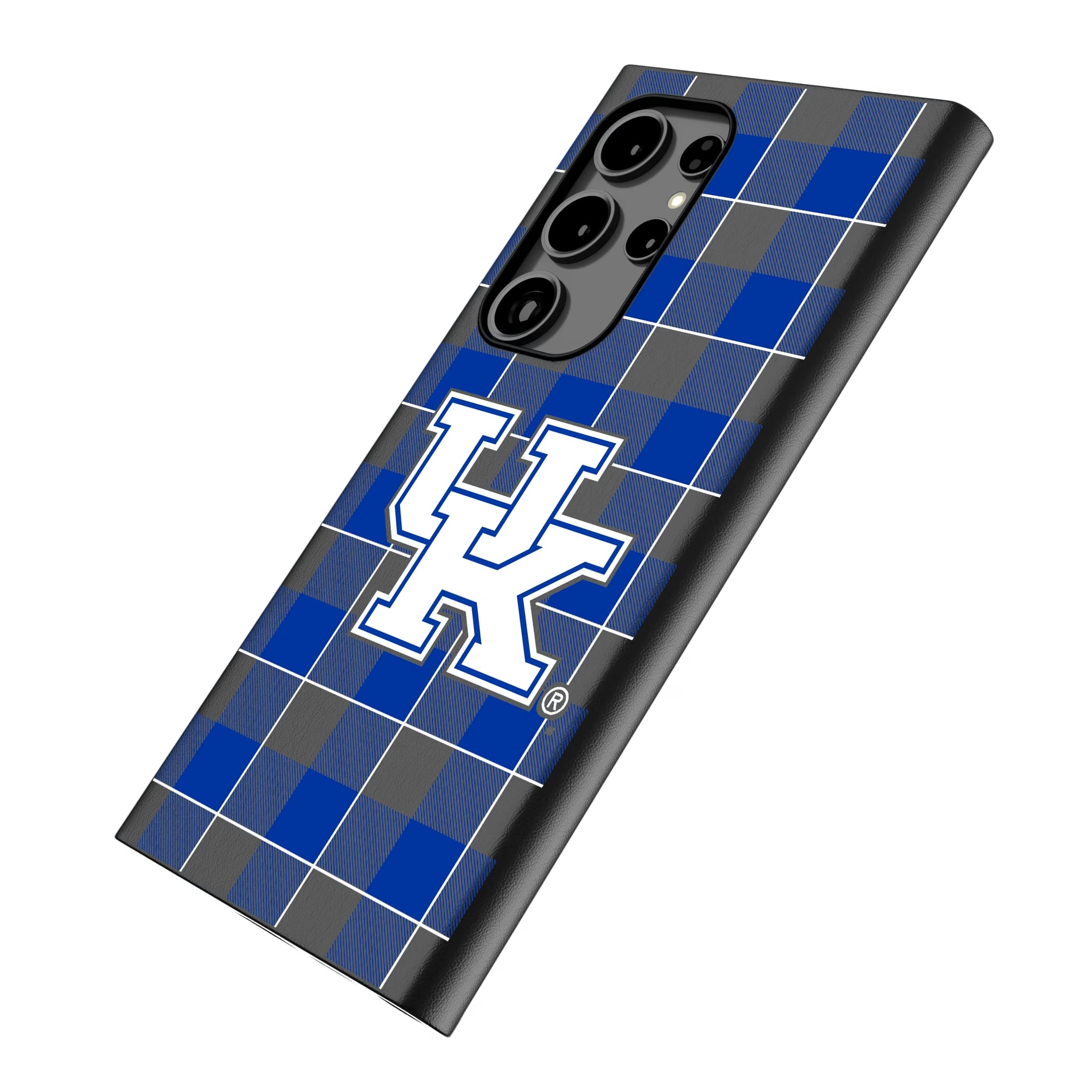 University of Kentucky Wildcats Plaid Galaxy MagSafe Compatible Phone Case for Samsung Galaxy - Isometric View