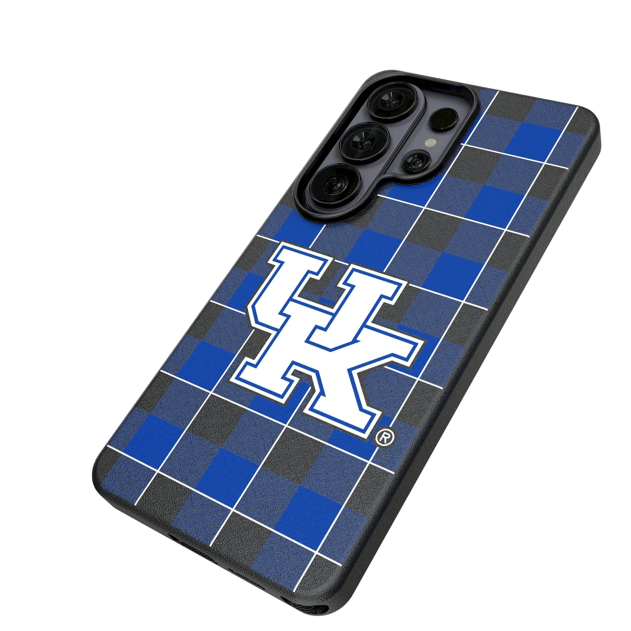 University of Kentucky Wildcats Plaid Galaxy MagSafe Compatible Phone Case for Samsung Galaxy - Isometric View#Device_Galaxy S26 Ultra