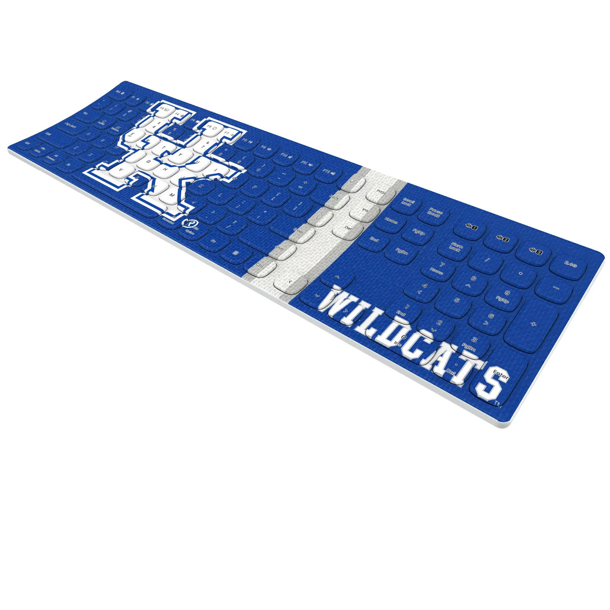 University of Kentucky Wildcats Stripe KKB605 Curved Wireless Keyboard - Isometric View