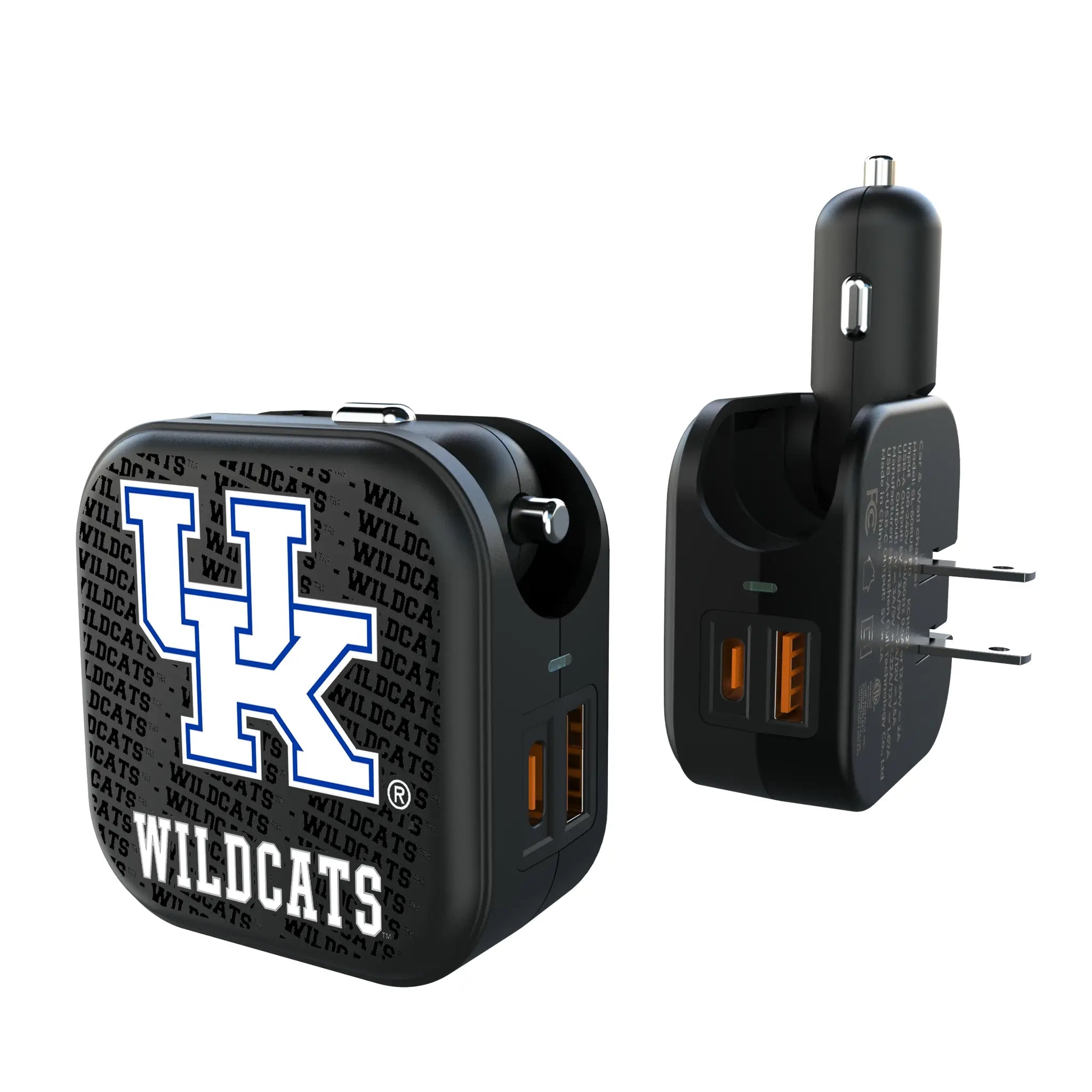 University of Kentucky Wildcats Text Backdrop 2 in 1 USB A/C Charger