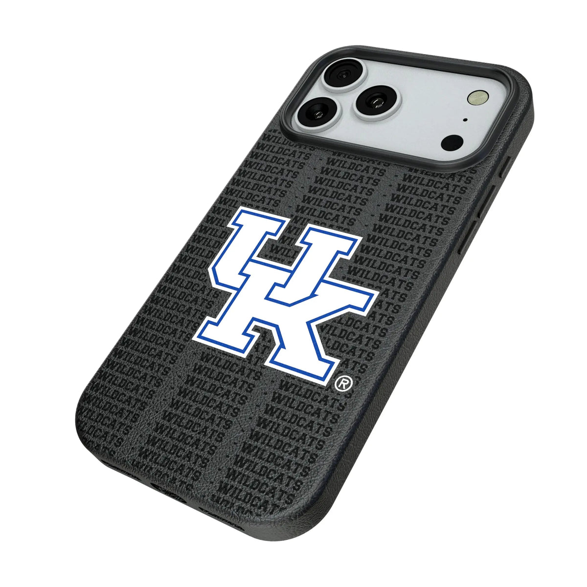 University of Kentucky Wildcats Text Backdrop iPhone MagSafe Compatible Phone Case for Apple iPhone - Isometric View#Device_iPhone 18 Pro Max