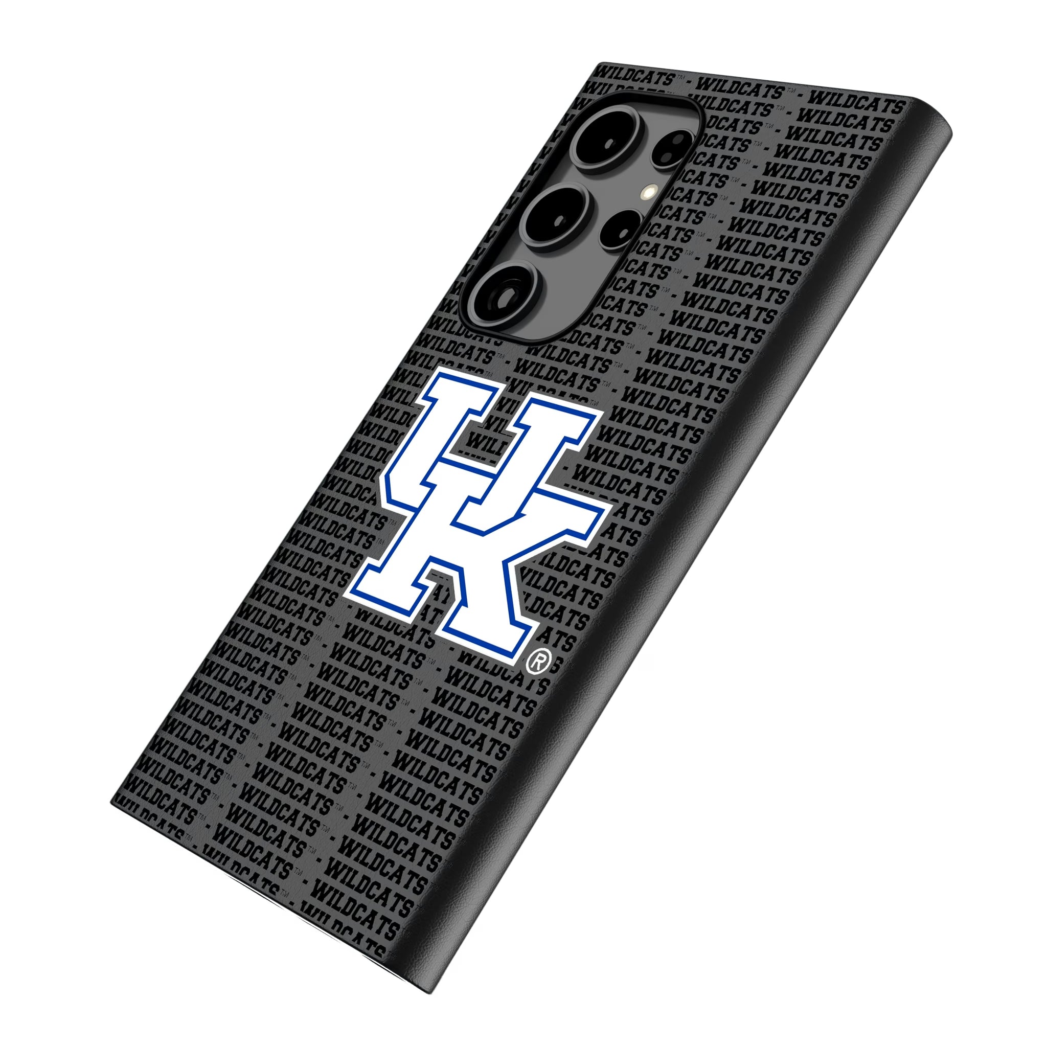 University of Kentucky Wildcats Text Backdrop Galaxy MagSafe Compatible Phone Case for Samsung Galaxy - Isometric View