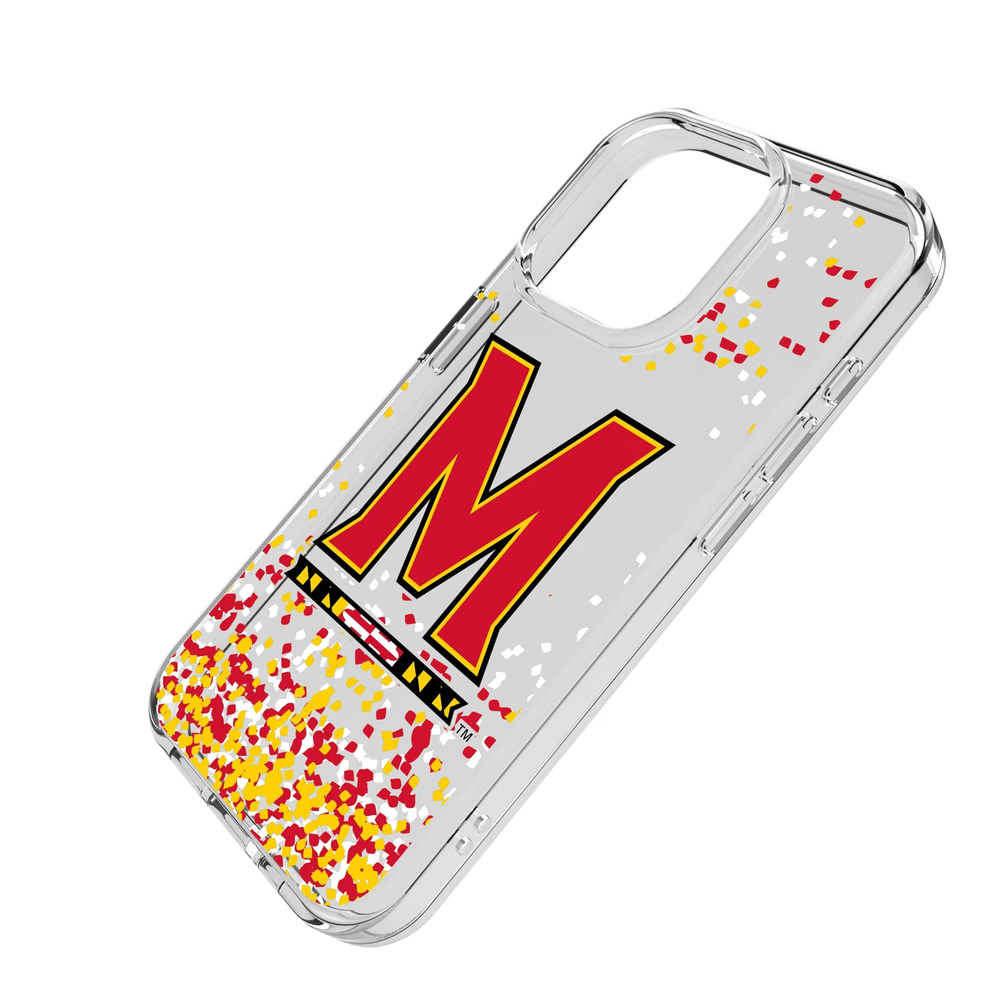 University of Maryland Terrapins Confetti iPhone Clear Phone Case for Apple iPhone - Isometric View