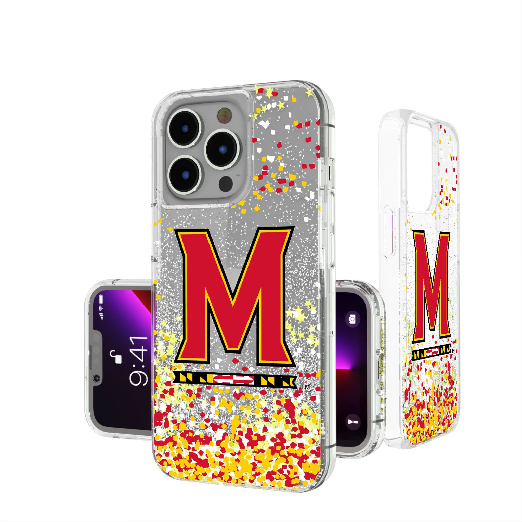 University of Maryland Terrapins Confetti iPhone Glitter Phone Case for Apple iPhone